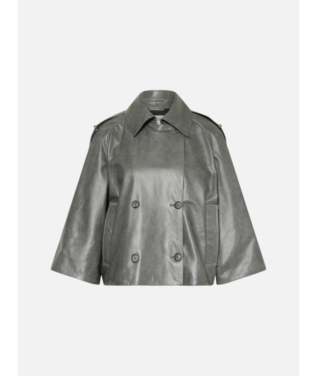 MAX MARA Серая кожаная куртка, фото 6