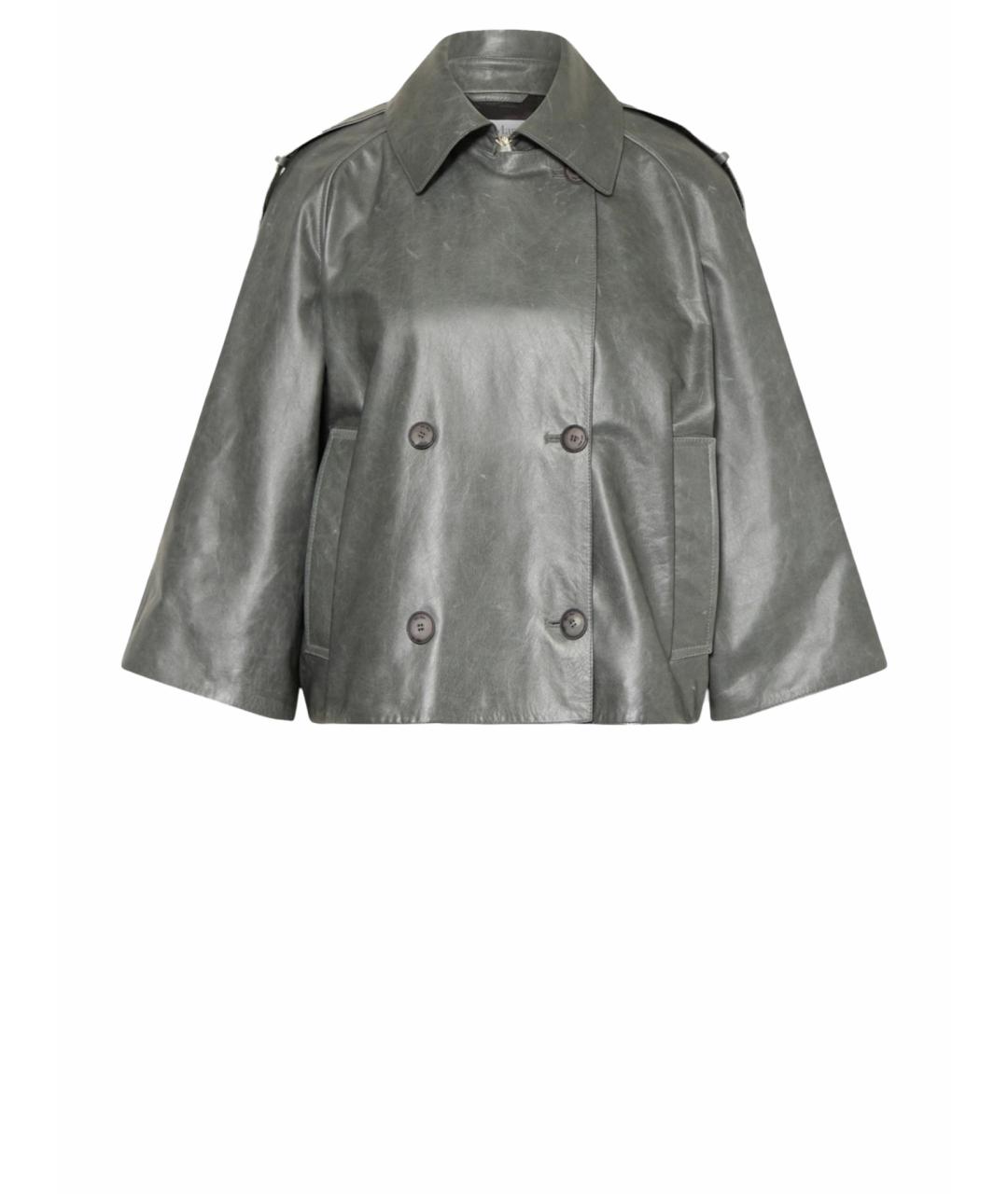 MAX MARA Серая кожаная куртка, фото 1