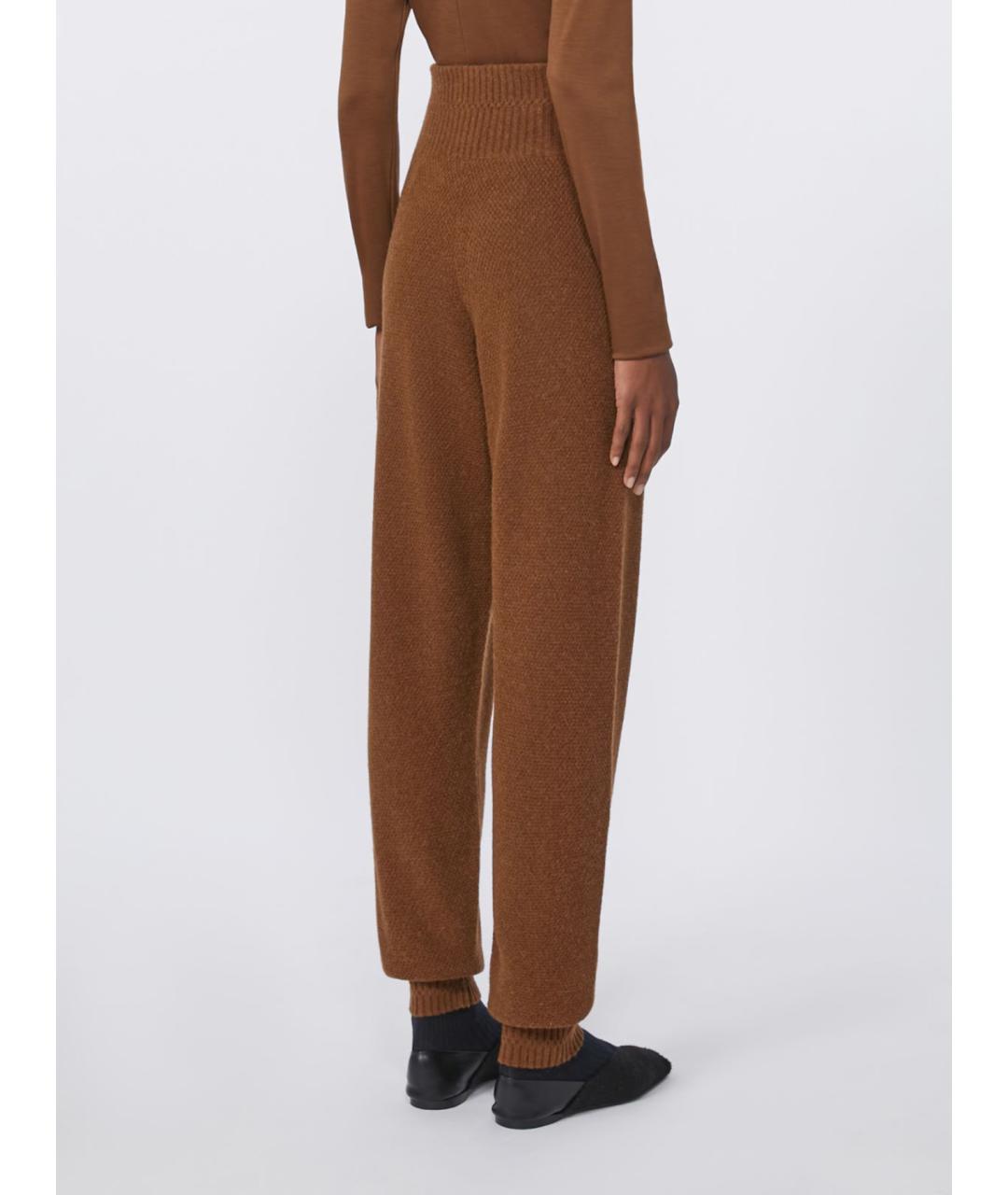 MAX MARA Коричневые шерстяные брюки узкие, фото 4