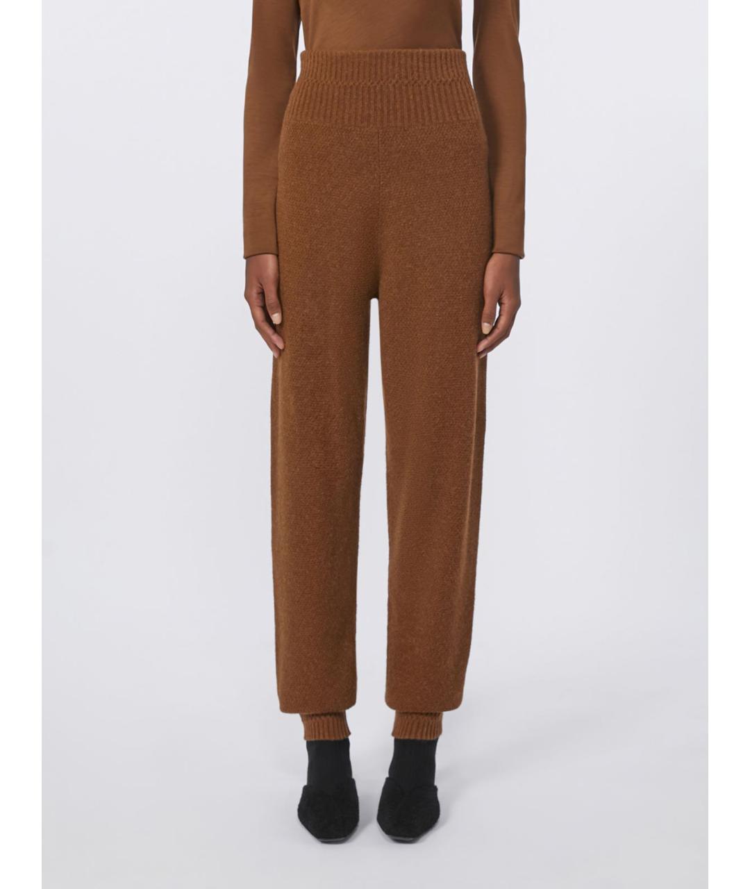 MAX MARA Коричневые шерстяные брюки узкие, фото 5
