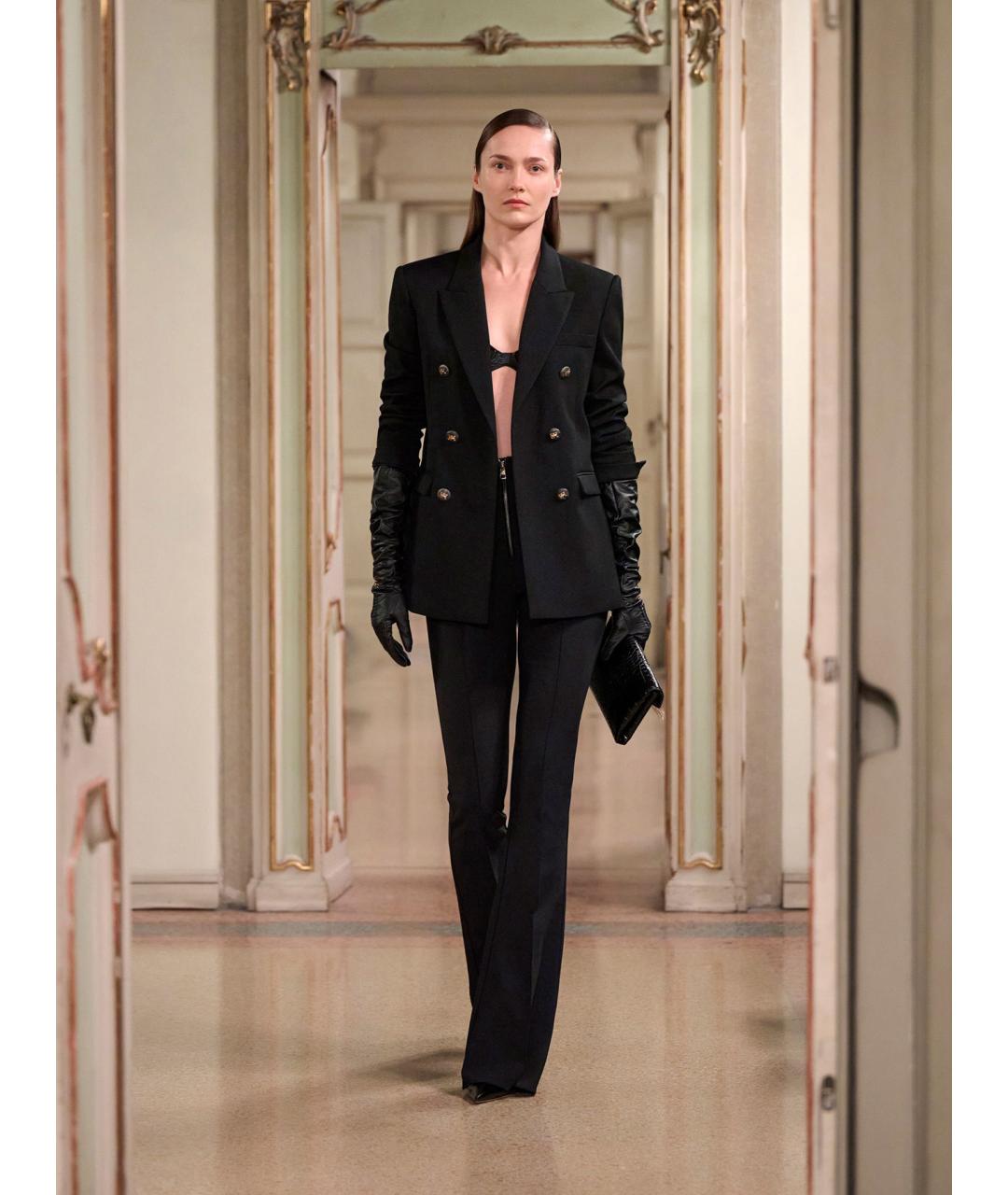 ELISABETTA FRANCHI Черные полиэстеровые брюки узкие, фото 2