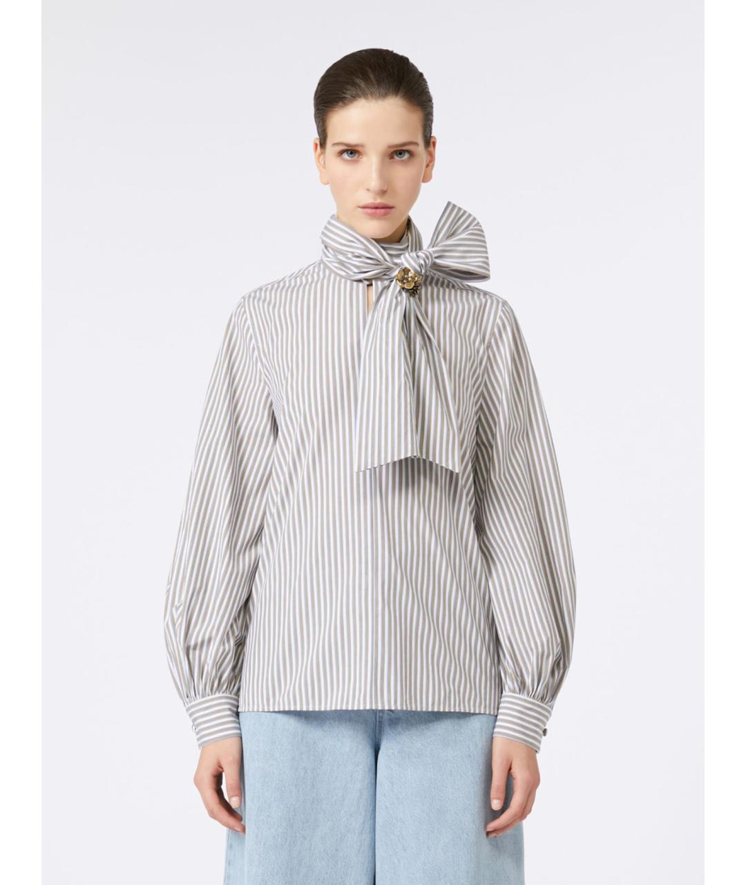 MAX MARA Серая хлопковая блузы, фото 3