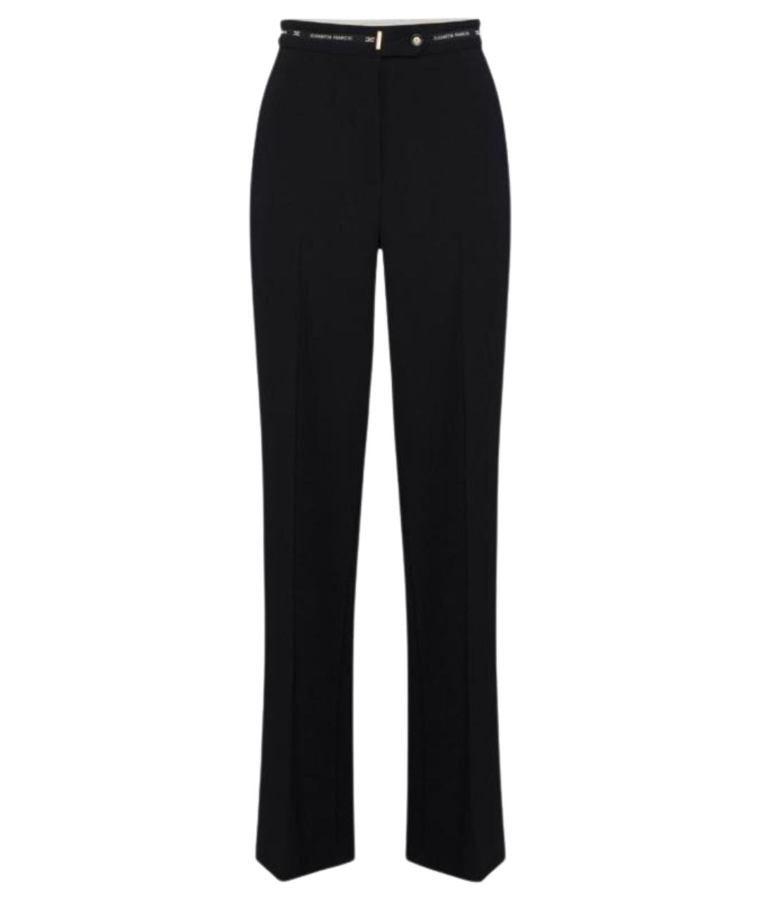ELISABETTA FRANCHI Черные полиэстеровые прямые брюки, фото 1