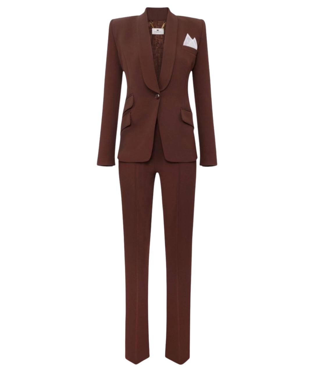 ELISABETTA FRANCHI Коричневый полиэстеровый костюм с брюками, фото 1
