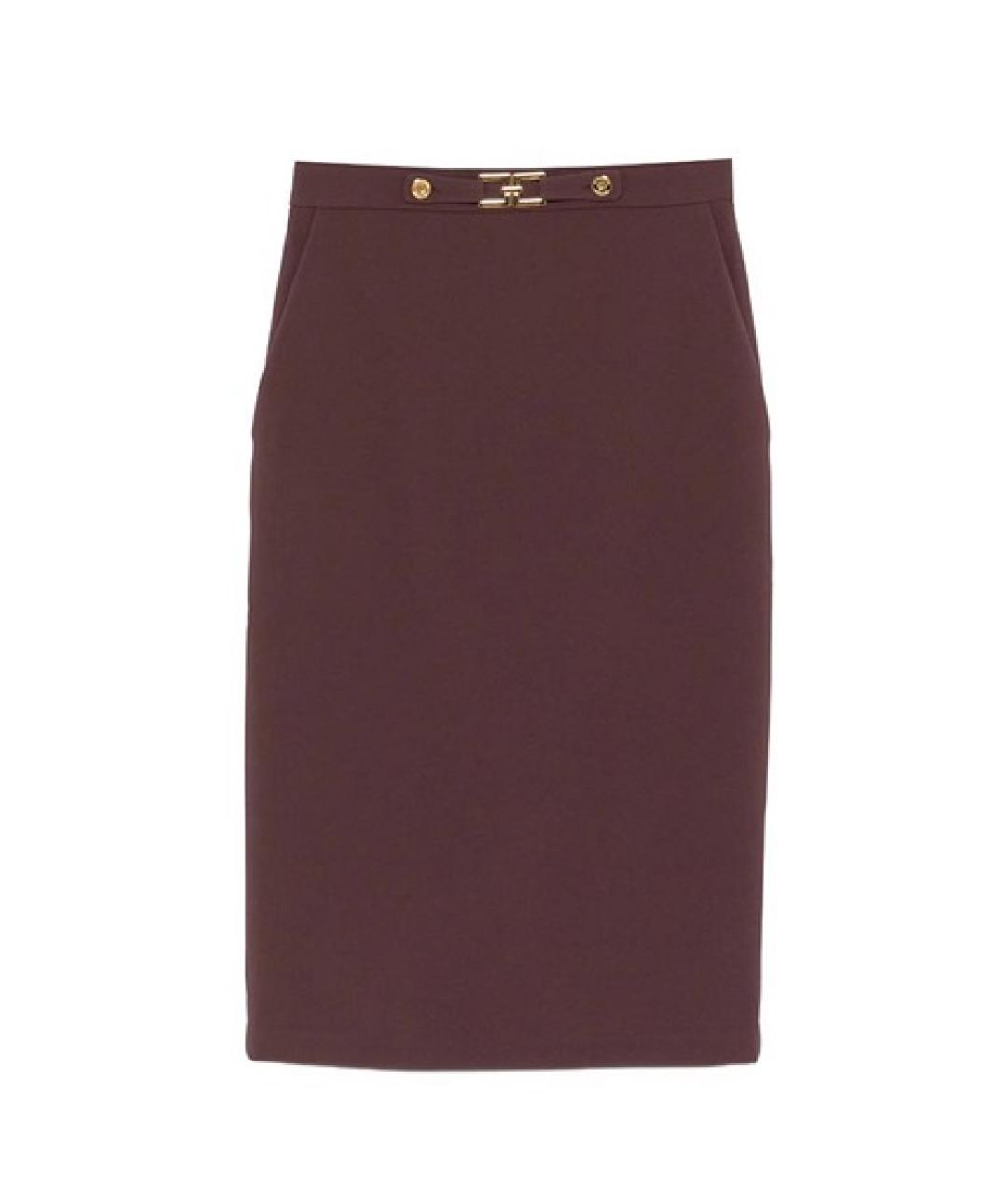 ELISABETTA FRANCHI Бордовая полиэстеровая юбка миди, фото 1