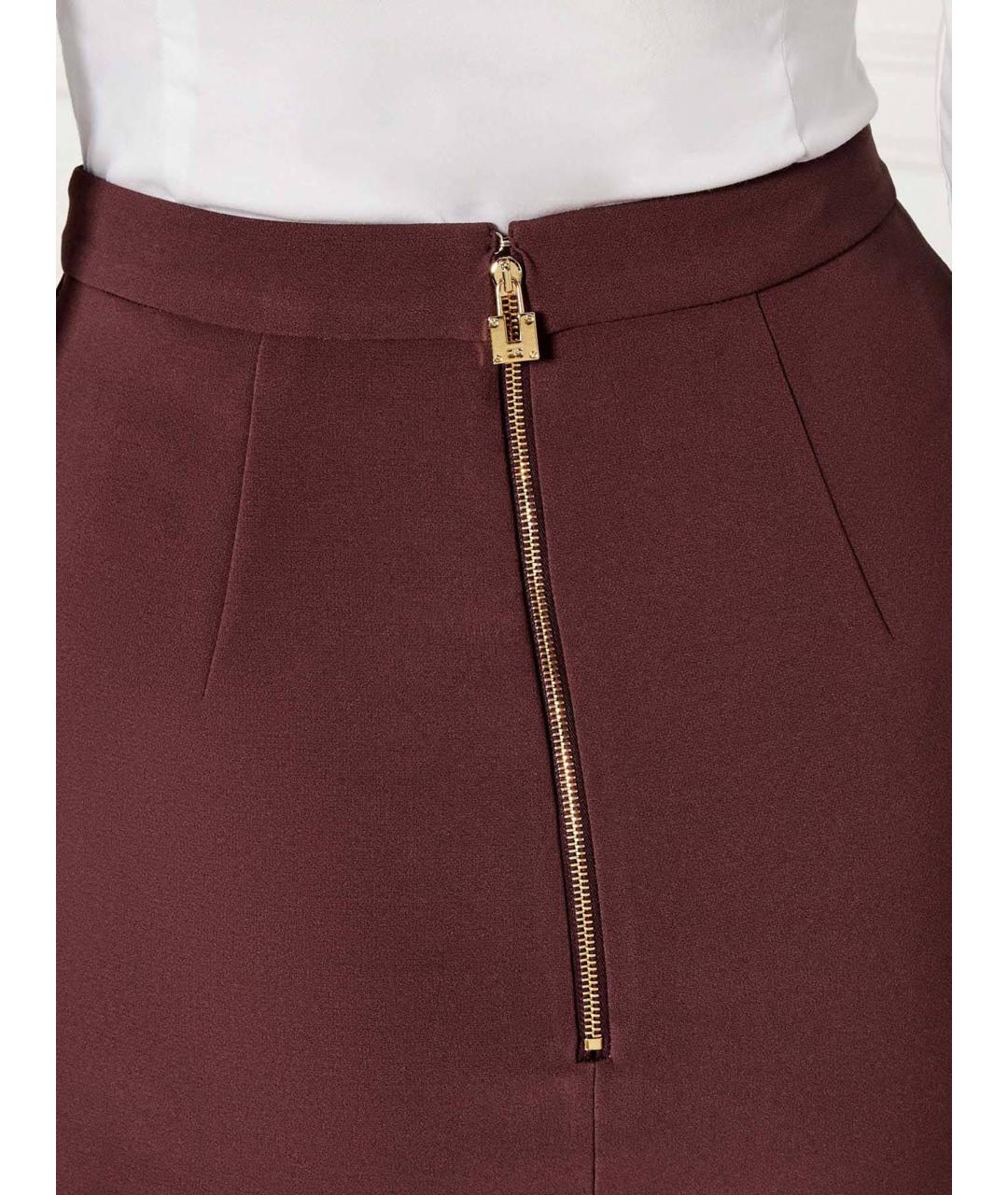 ELISABETTA FRANCHI Бордовая полиэстеровая юбка миди, фото 5