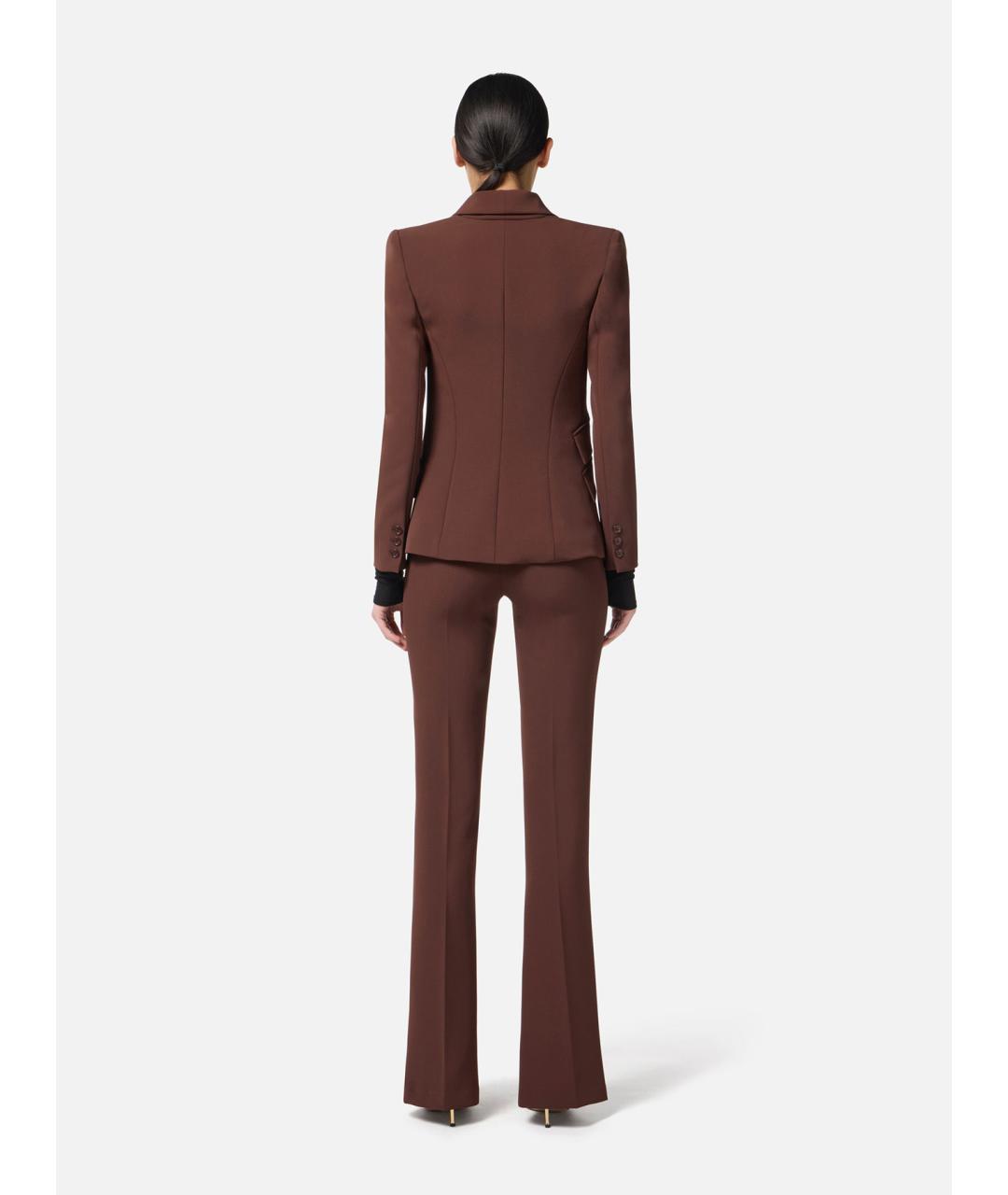 ELISABETTA FRANCHI Коричневый полиэстеровый костюм с брюками, фото 5