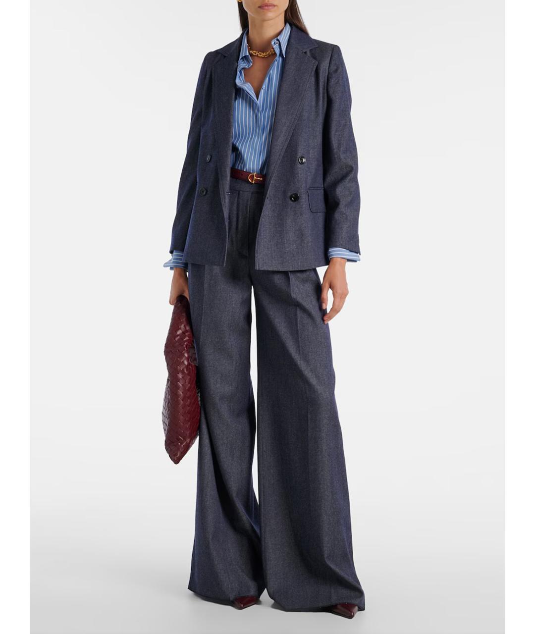 MAX MARA Синий шерстяной жакет/пиджак, фото 2