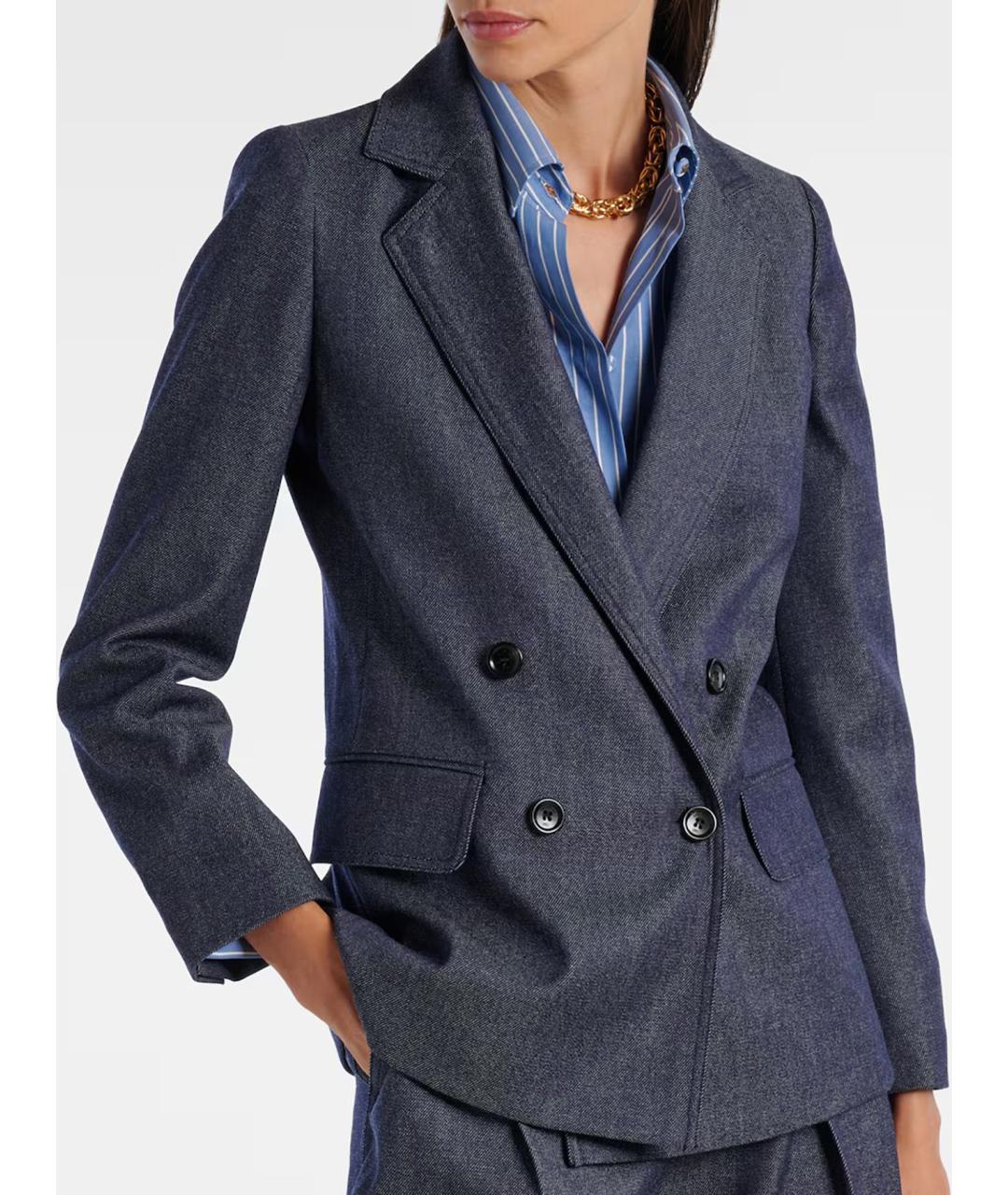 MAX MARA Синий шерстяной жакет/пиджак, фото 3