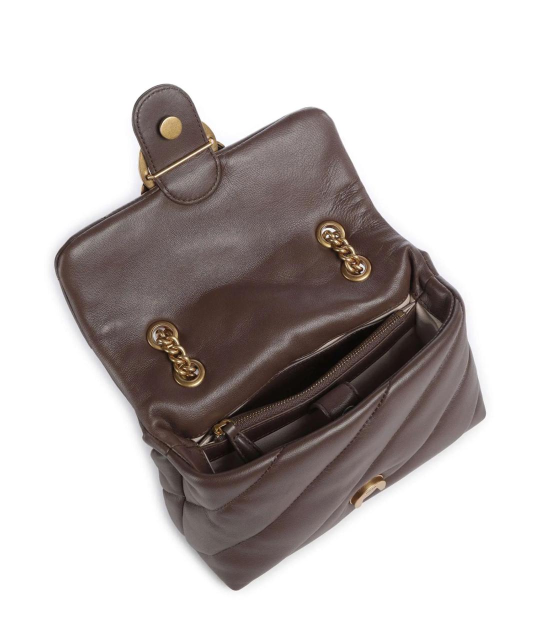 PINKO Коричневая кожаная сумка через плечо, фото 5