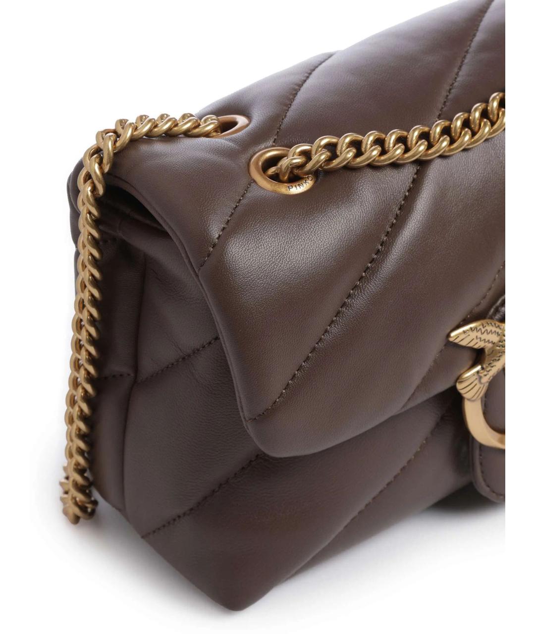 PINKO Коричневая кожаная сумка через плечо, фото 3