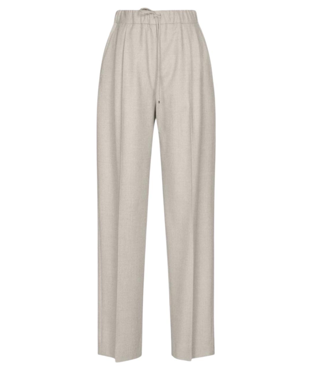 MAX MARA Бежевые кашемировые прямые брюки, фото 1