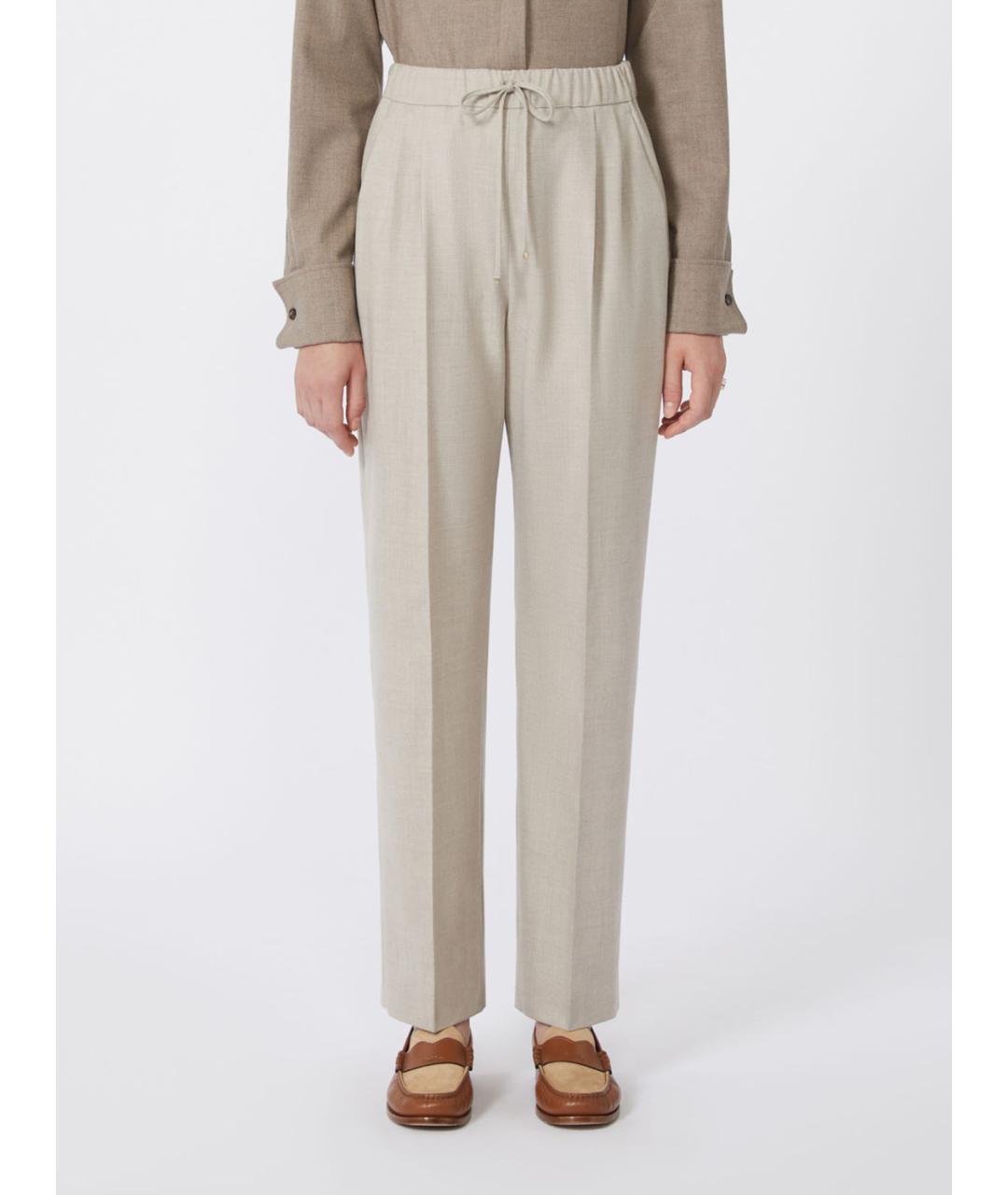MAX MARA Бежевые кашемировые прямые брюки, фото 2