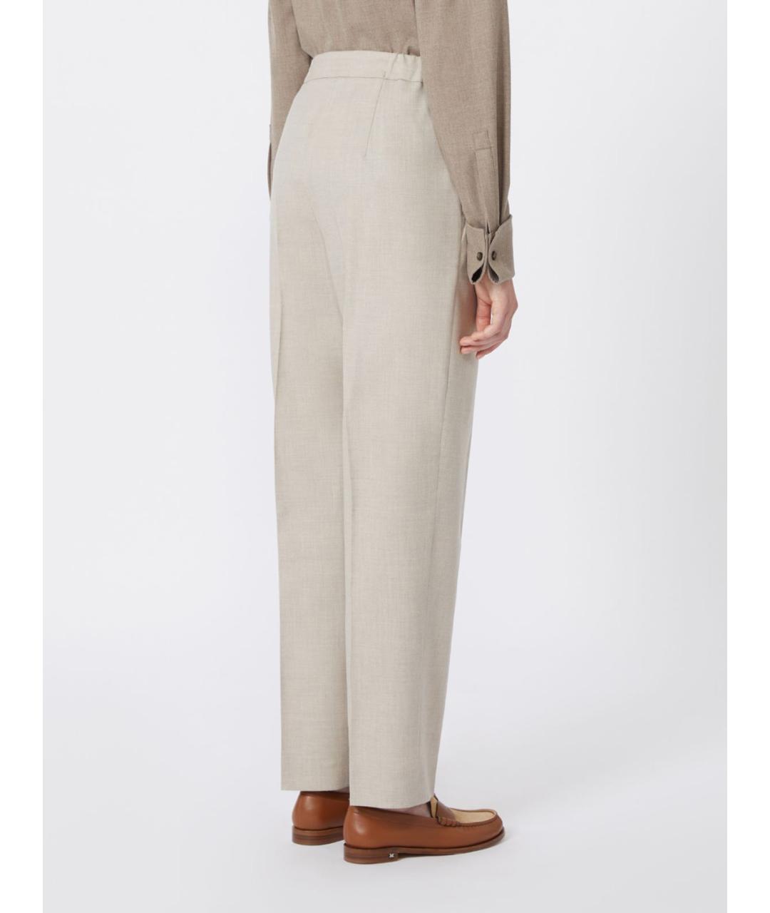 MAX MARA Бежевые кашемировые прямые брюки, фото 4
