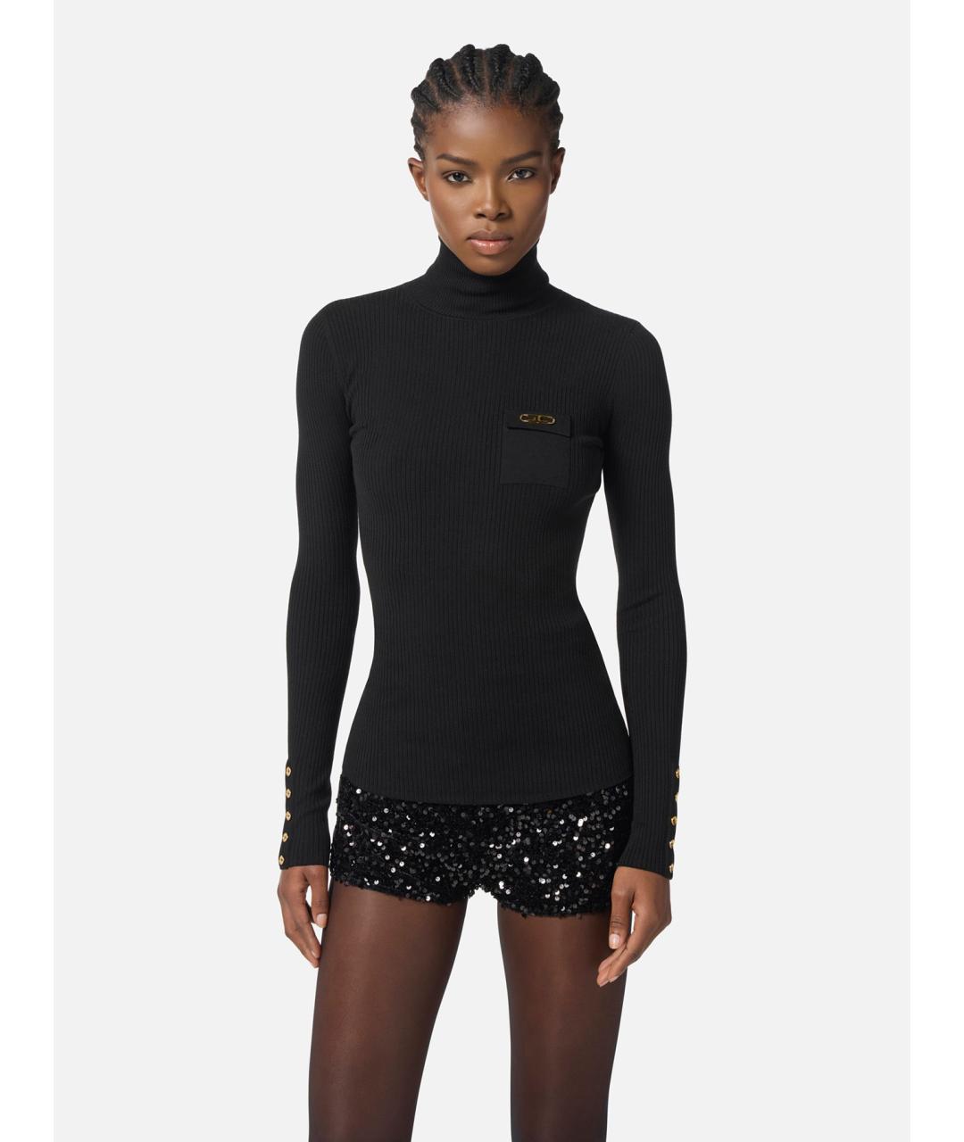 ELISABETTA FRANCHI Черная полиамидовая водолазка, фото 3