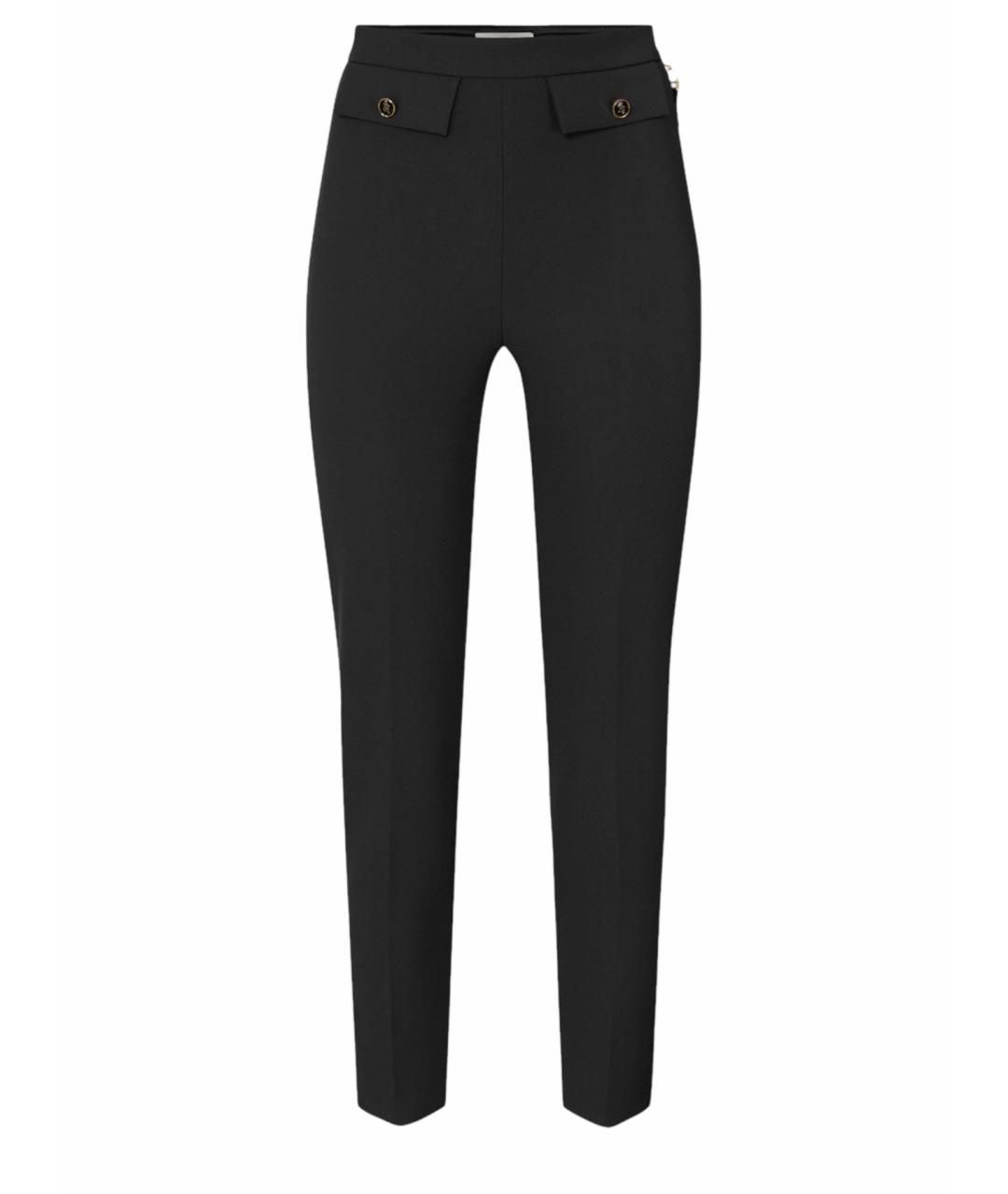 ELISABETTA FRANCHI Черные полиэстеровые прямые брюки, фото 1