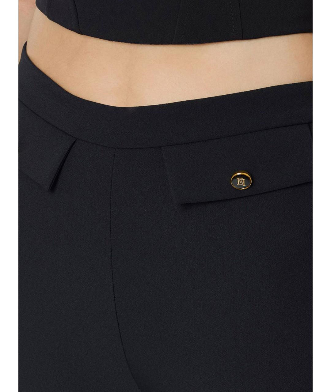 ELISABETTA FRANCHI Черные полиэстеровые прямые брюки, фото 3