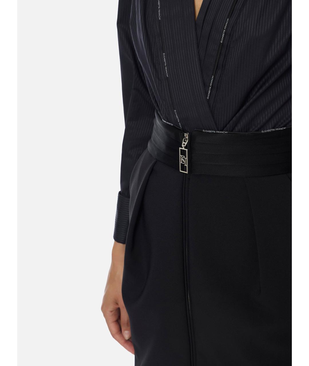 ELISABETTA FRANCHI Синяя полиэстеровая юбка мини, фото 3