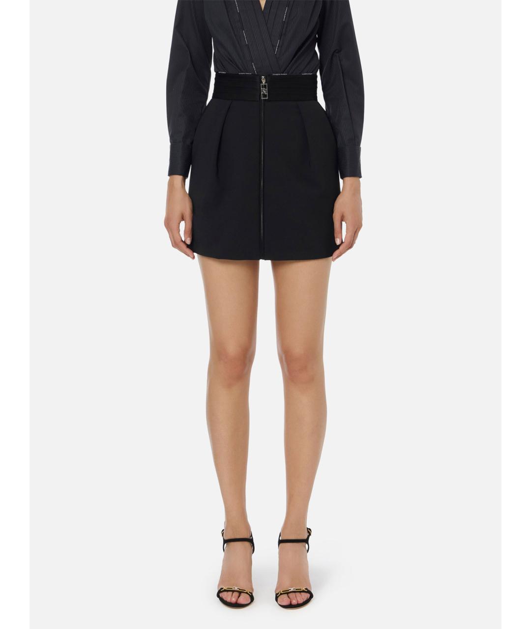 ELISABETTA FRANCHI Синяя полиэстеровая юбка мини, фото 2