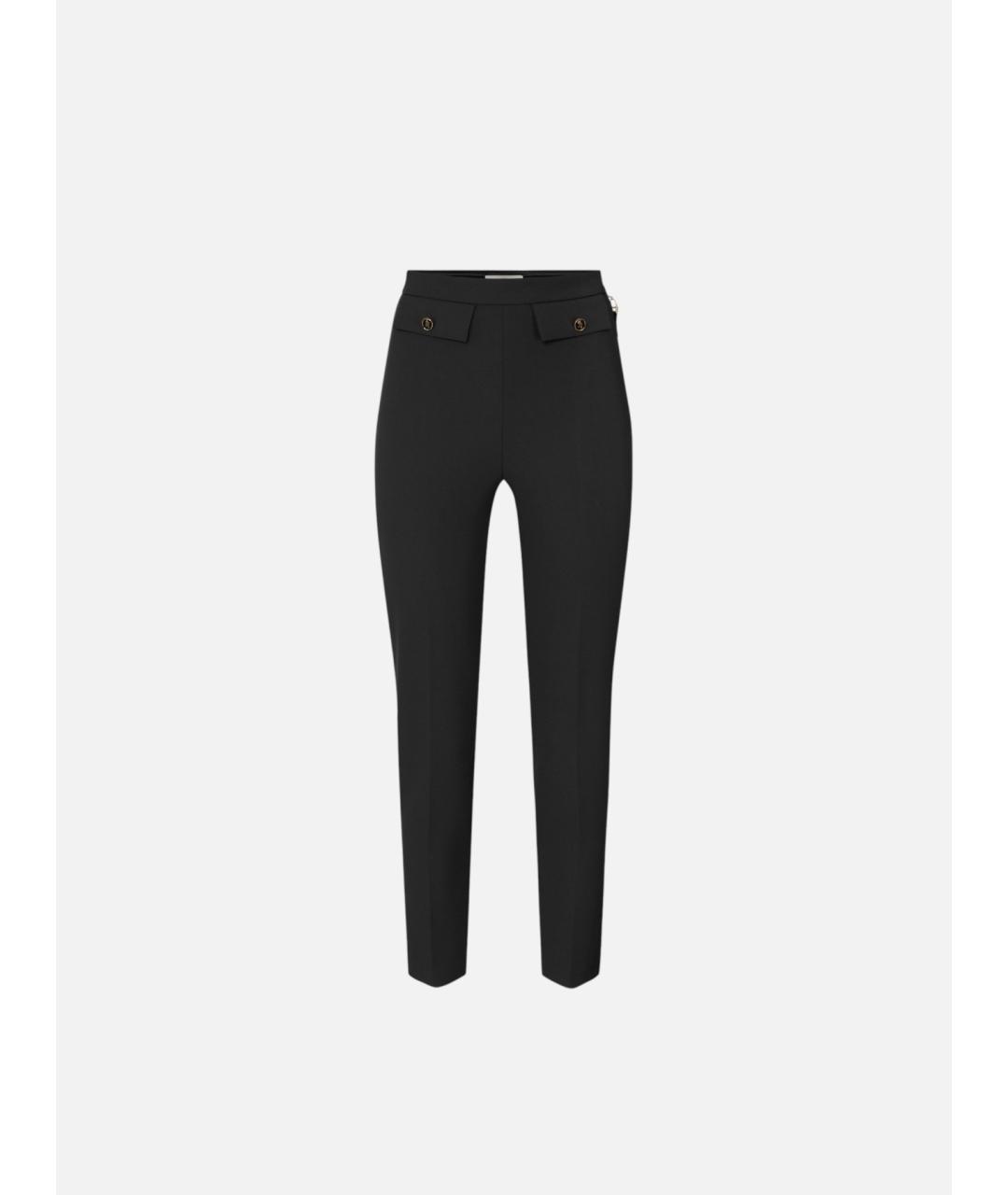 ELISABETTA FRANCHI Черные полиэстеровые брюки узкие, фото 1