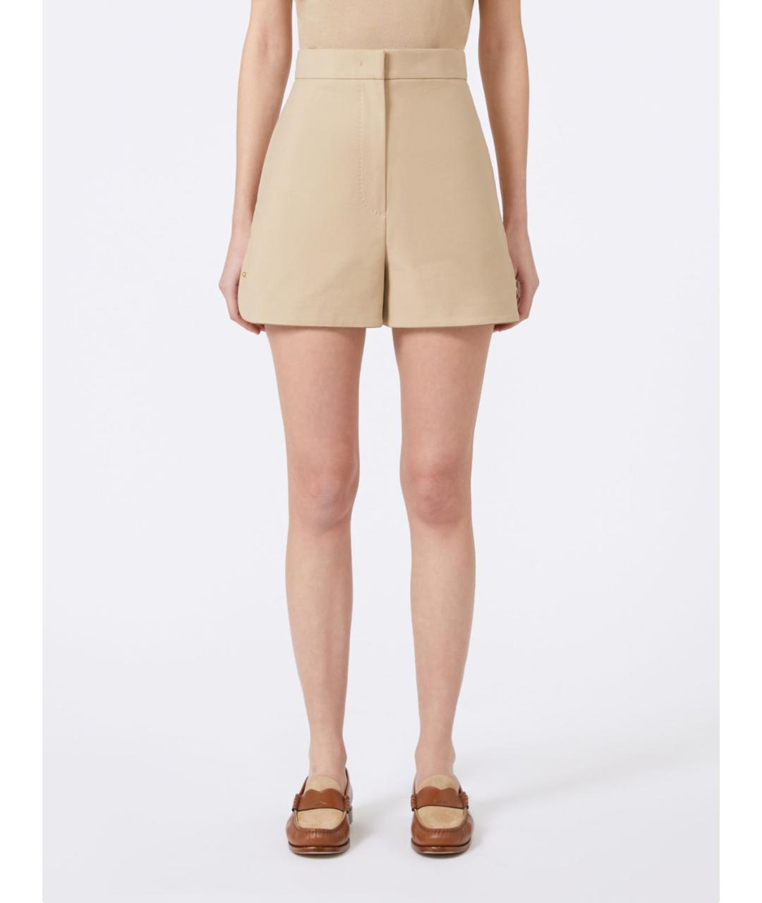 MAX MARA Бежевые хлопковые шорты, фото 5