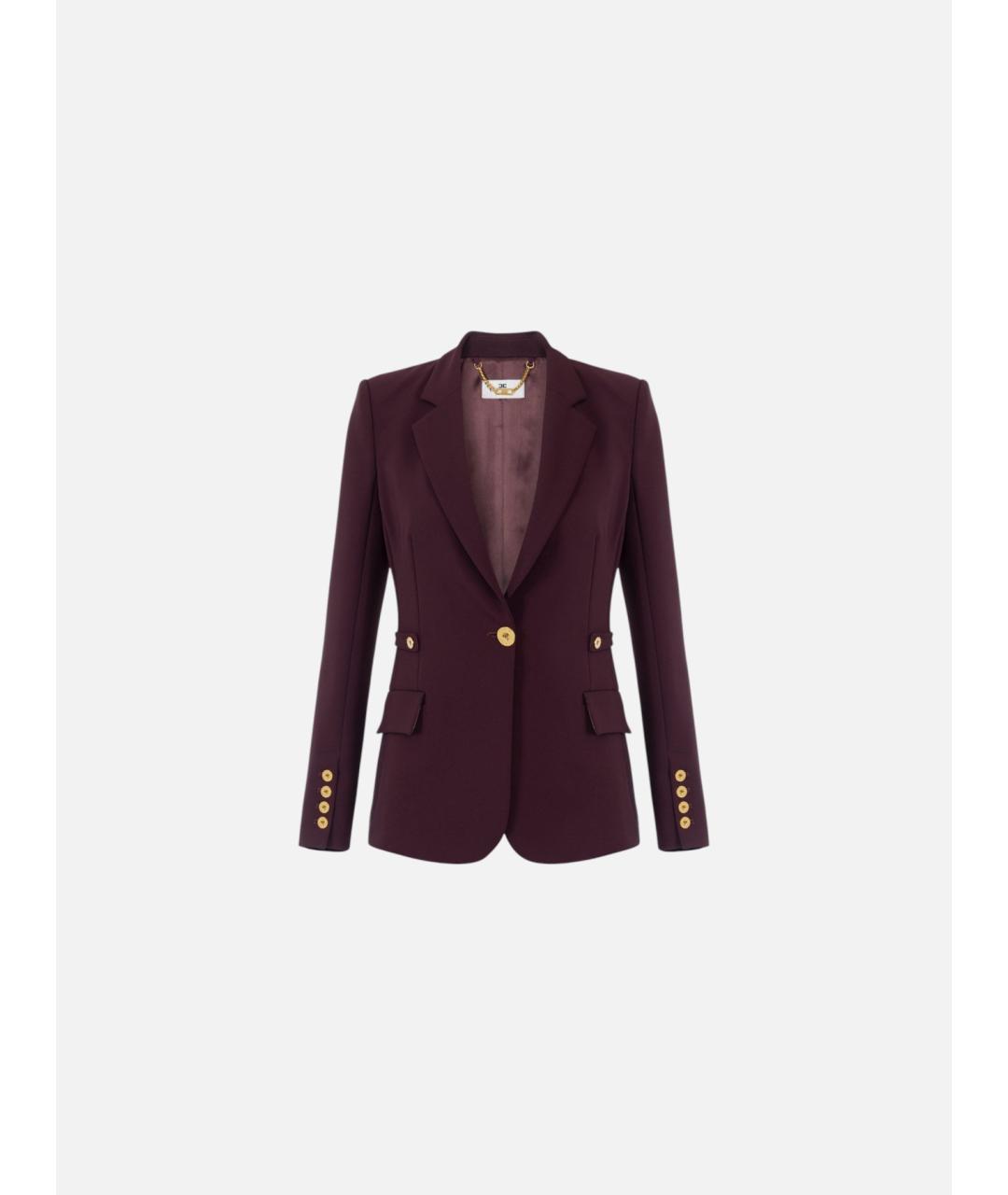 ELISABETTA FRANCHI Бордовый полиэстеровый жакет/пиджак, фото 6