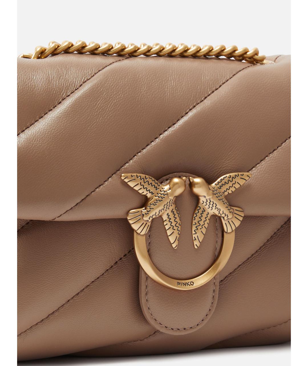 PINKO Бежевая кожаная сумка через плечо, фото 2