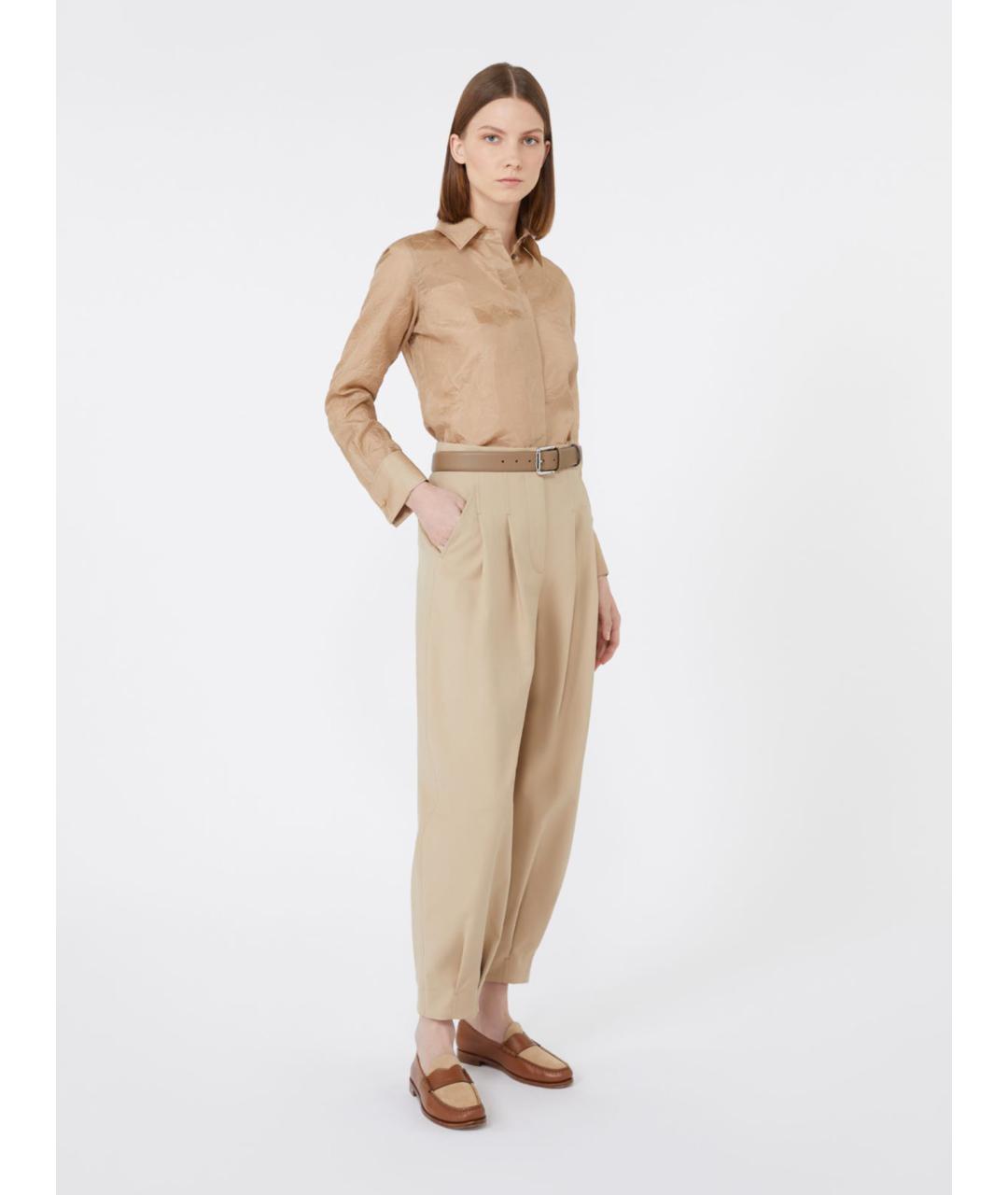 MAX MARA Бежевая шелковая рубашка, фото 2