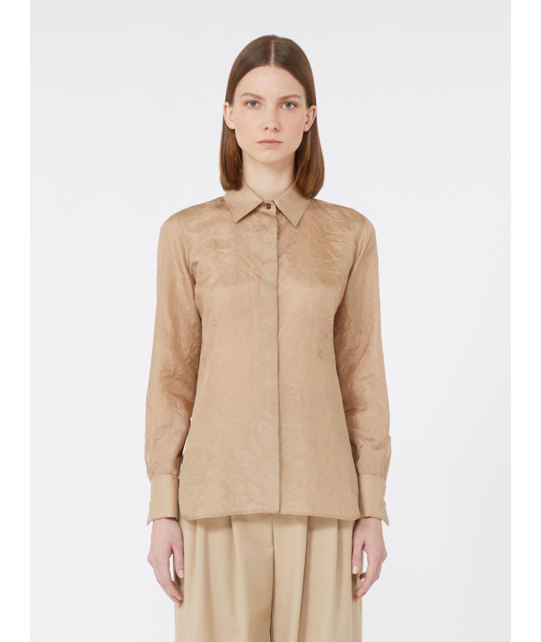 MAX MARA Бежевая шелковая рубашка, фото 4