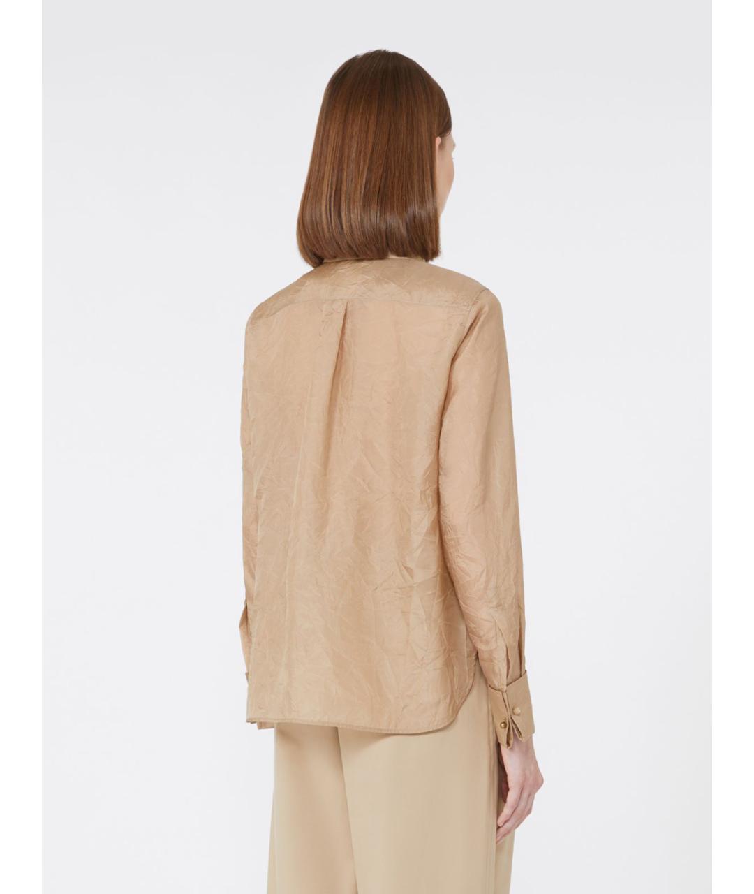 MAX MARA Бежевая шелковая рубашка, фото 3