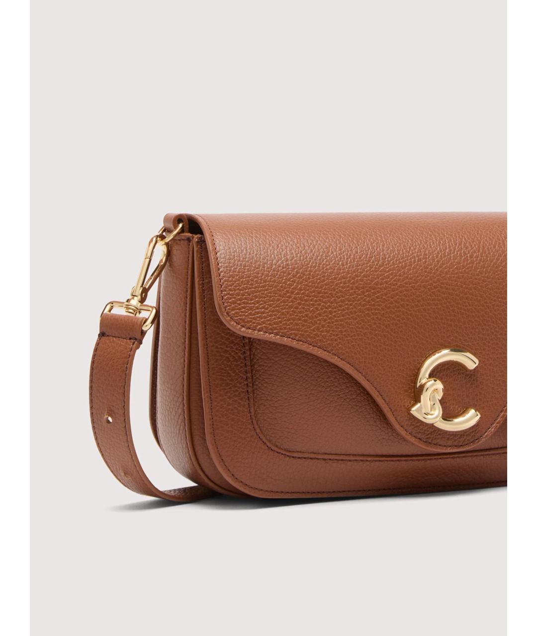 COCCINELLE Коричневая кожаная сумка через плечо, фото 6