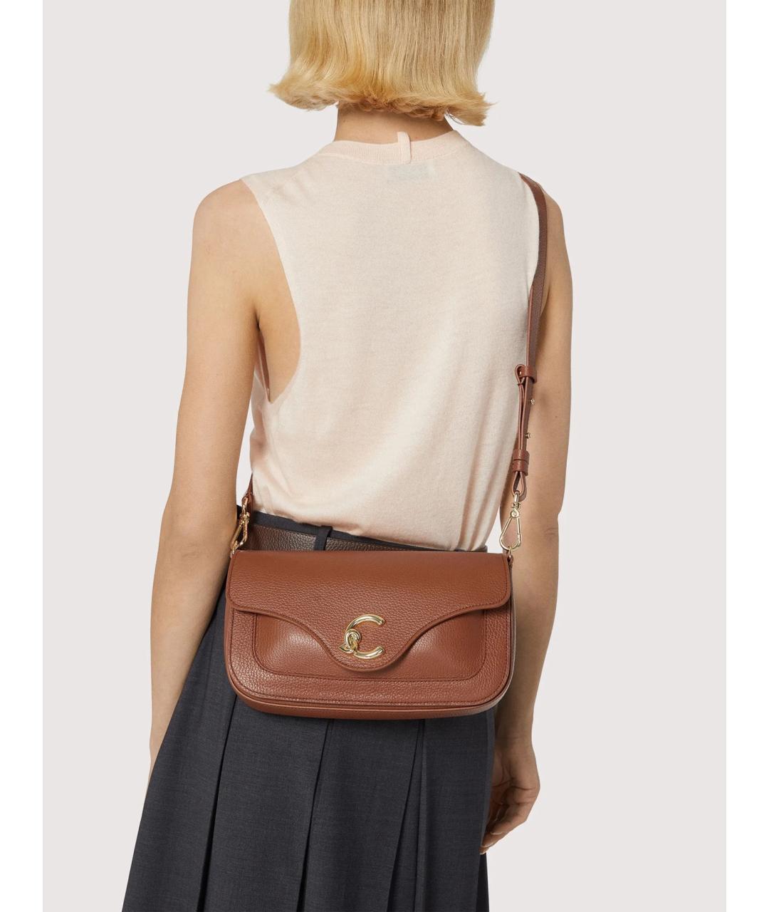 COCCINELLE Коричневая кожаная сумка через плечо, фото 2