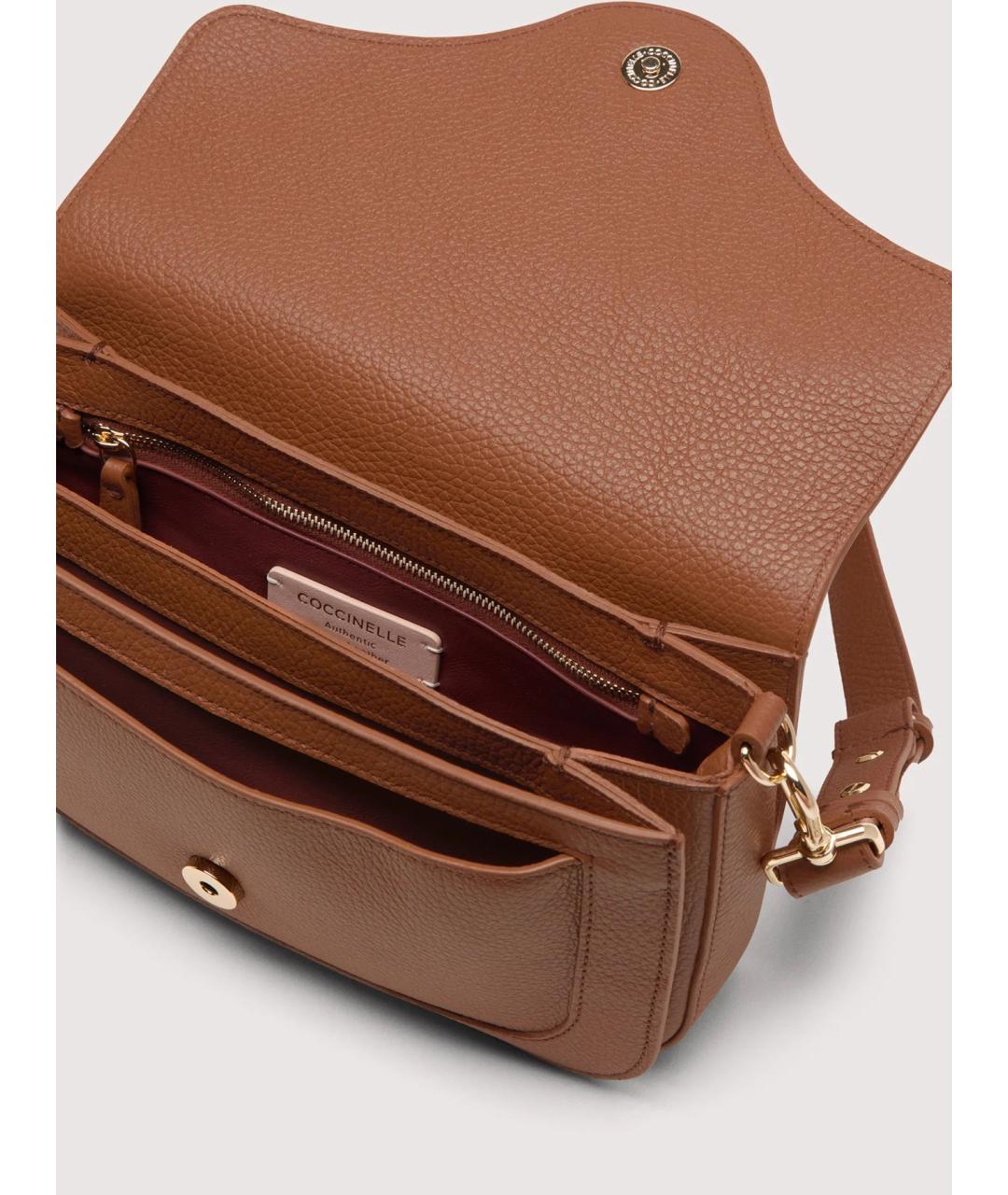 COCCINELLE Коричневая кожаная сумка через плечо, фото 5