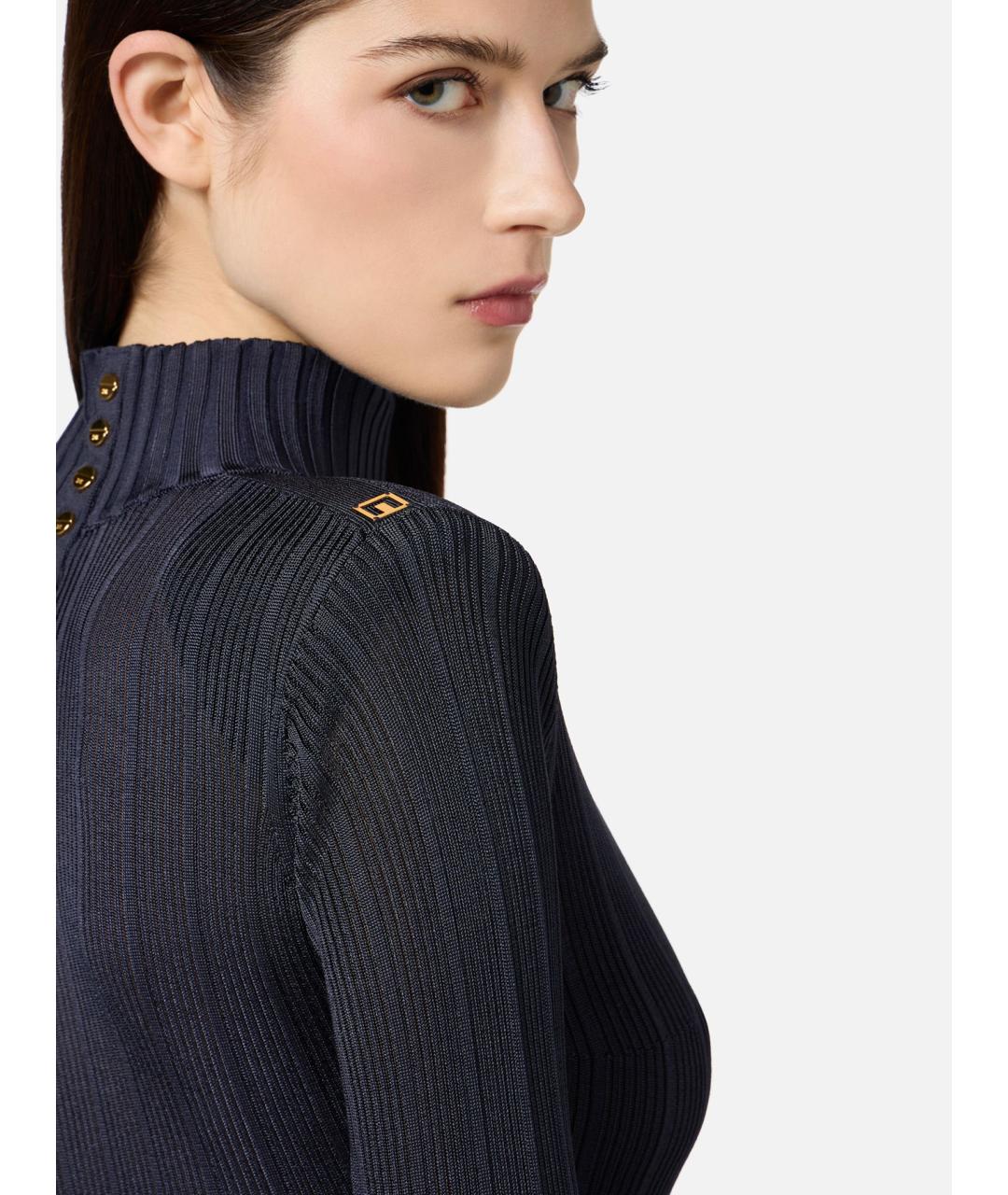 ELISABETTA FRANCHI Синяя вискозная водолазка, фото 4