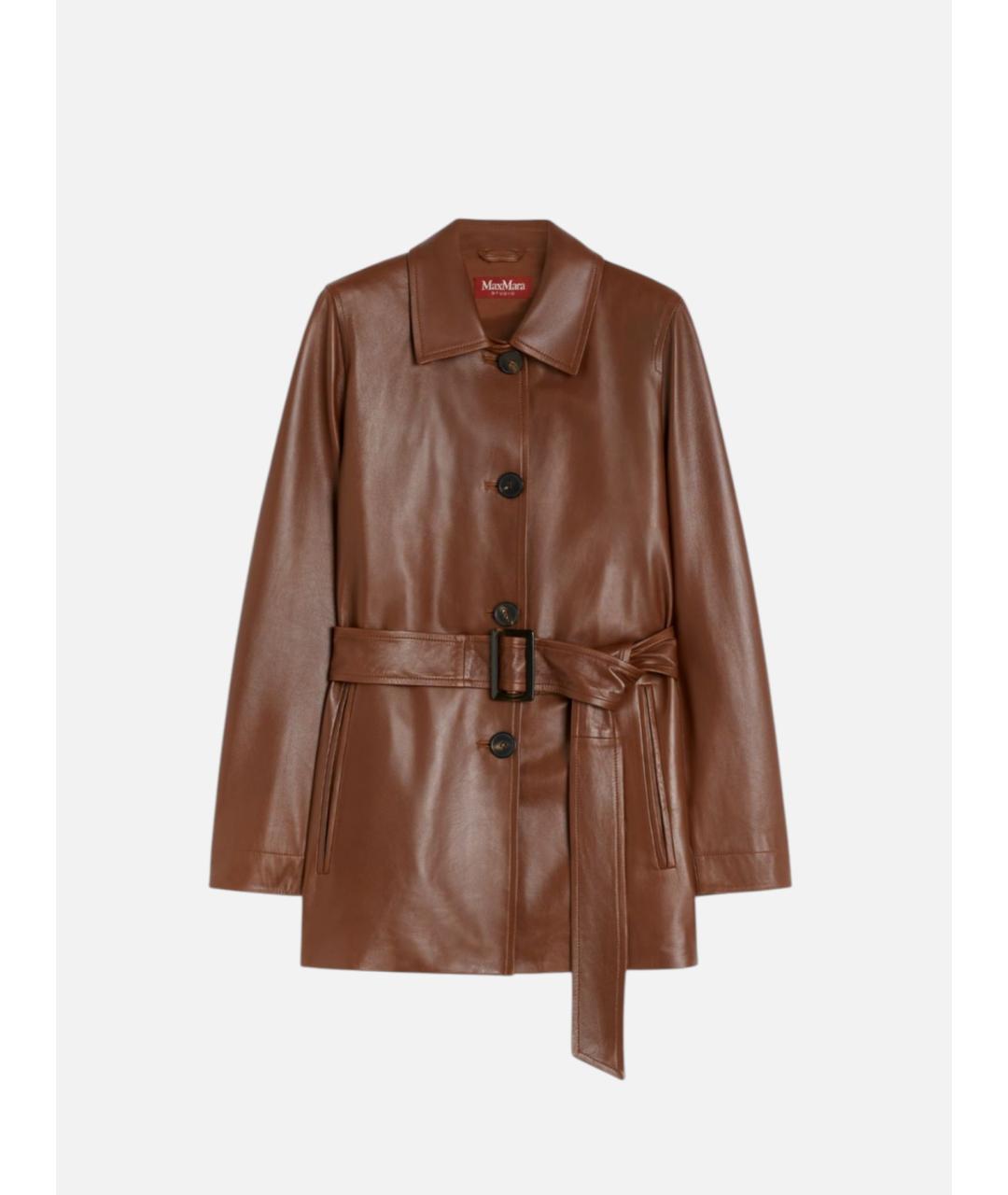 MAX MARA STUDIO Коричневая кожаная куртка, фото 5