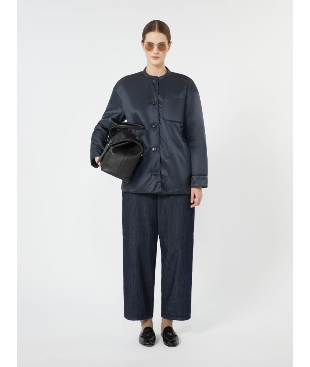 'S MAX MARA Темно-синяя полиэстеровая куртка, фото 2