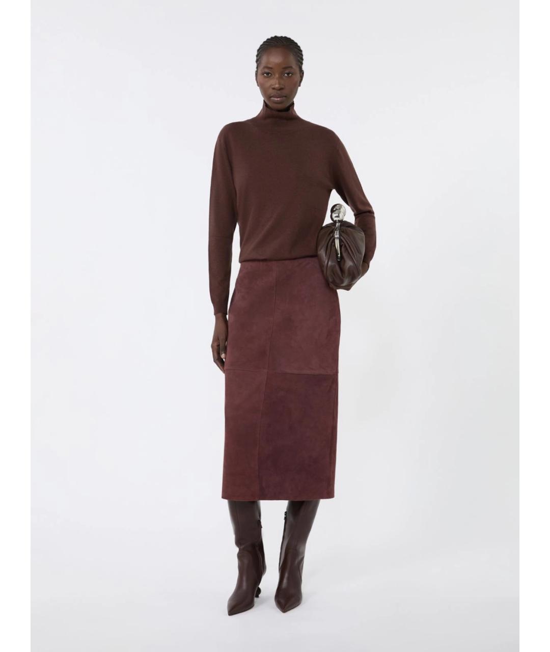 WEEKEND MAX MARA Коричневая шелковая водолазка, фото 2