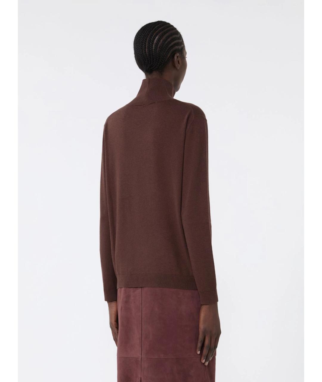 WEEKEND MAX MARA Коричневая шелковая водолазка, фото 3