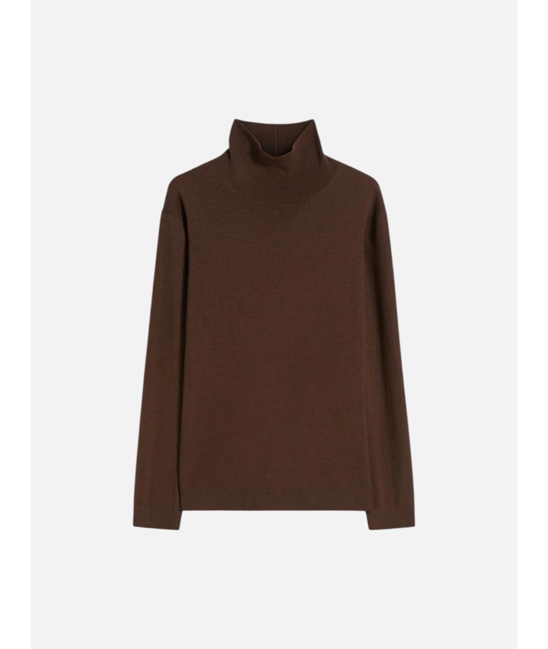 WEEKEND MAX MARA Коричневая шелковая водолазка, фото 6