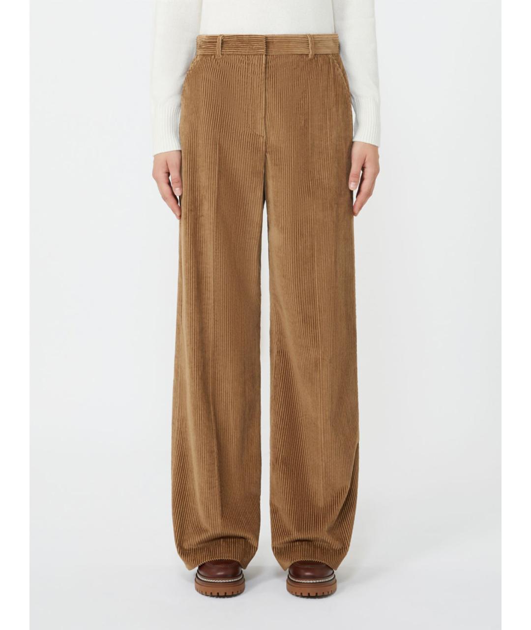 WEEKEND MAX MARA Коричневые хлопковые брюки широкие, фото 4