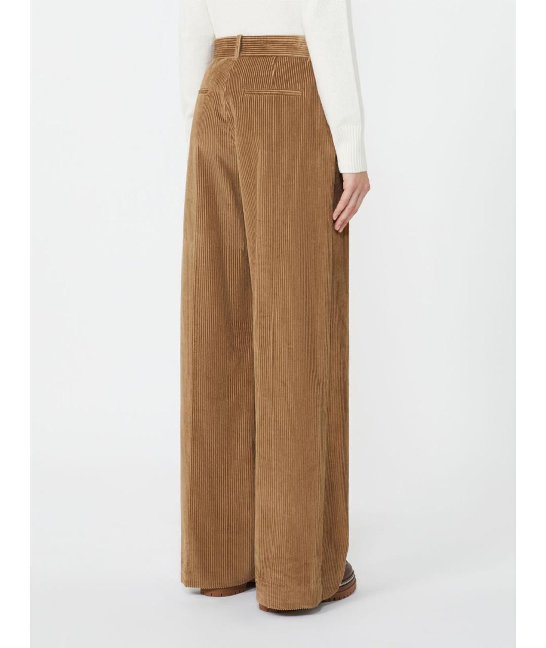 WEEKEND MAX MARA Коричневые хлопковые брюки широкие, фото 3