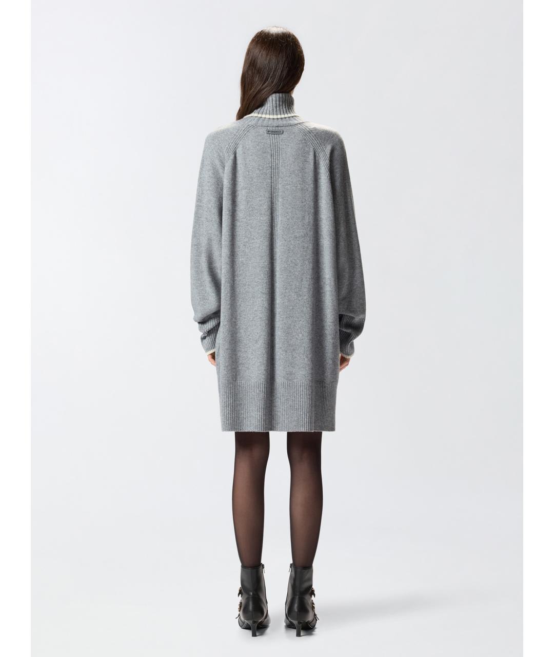 PINKO Серое шерстяное повседневное платье, фото 4