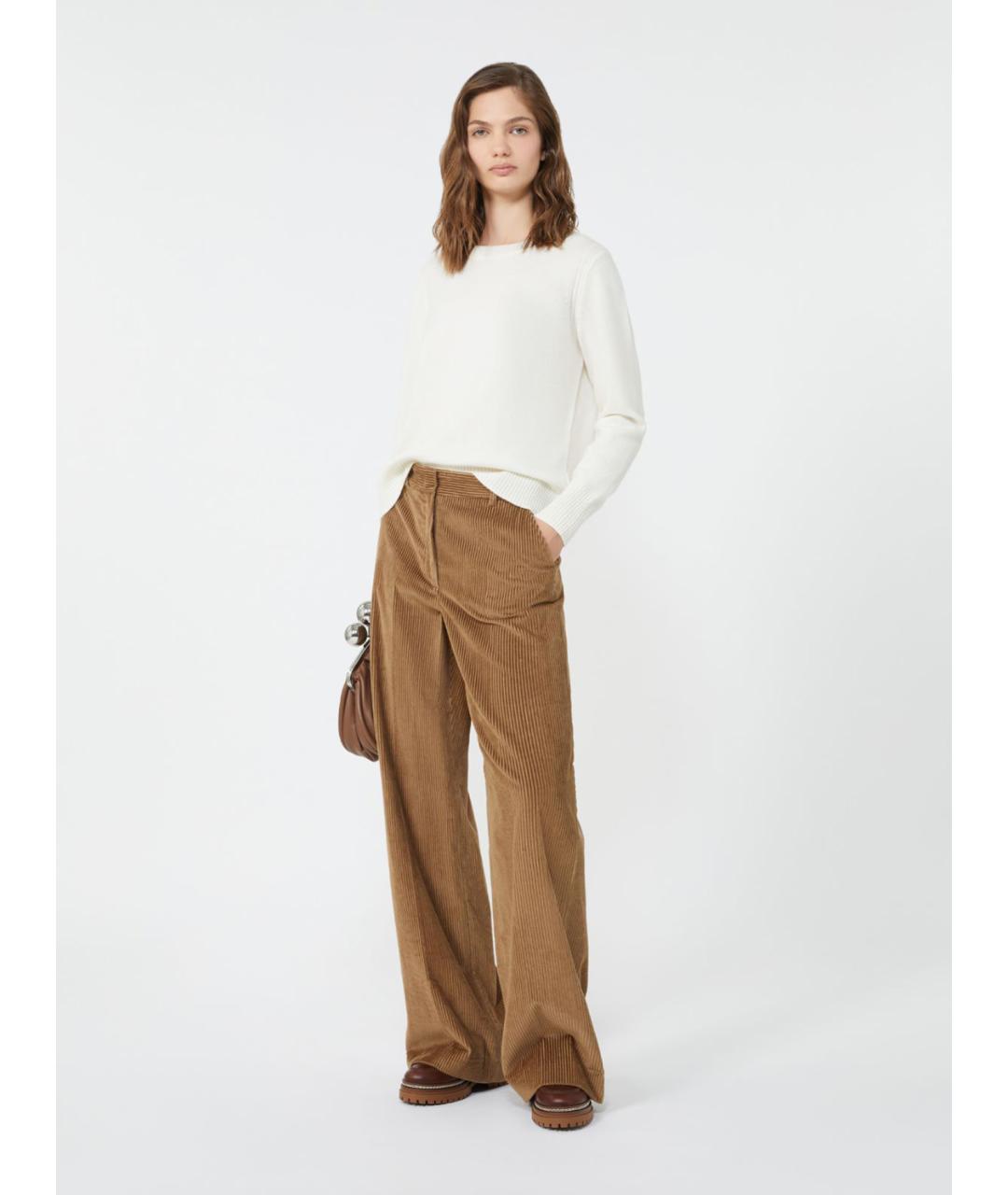 WEEKEND MAX MARA Коричневые хлопковые брюки широкие, фото 2