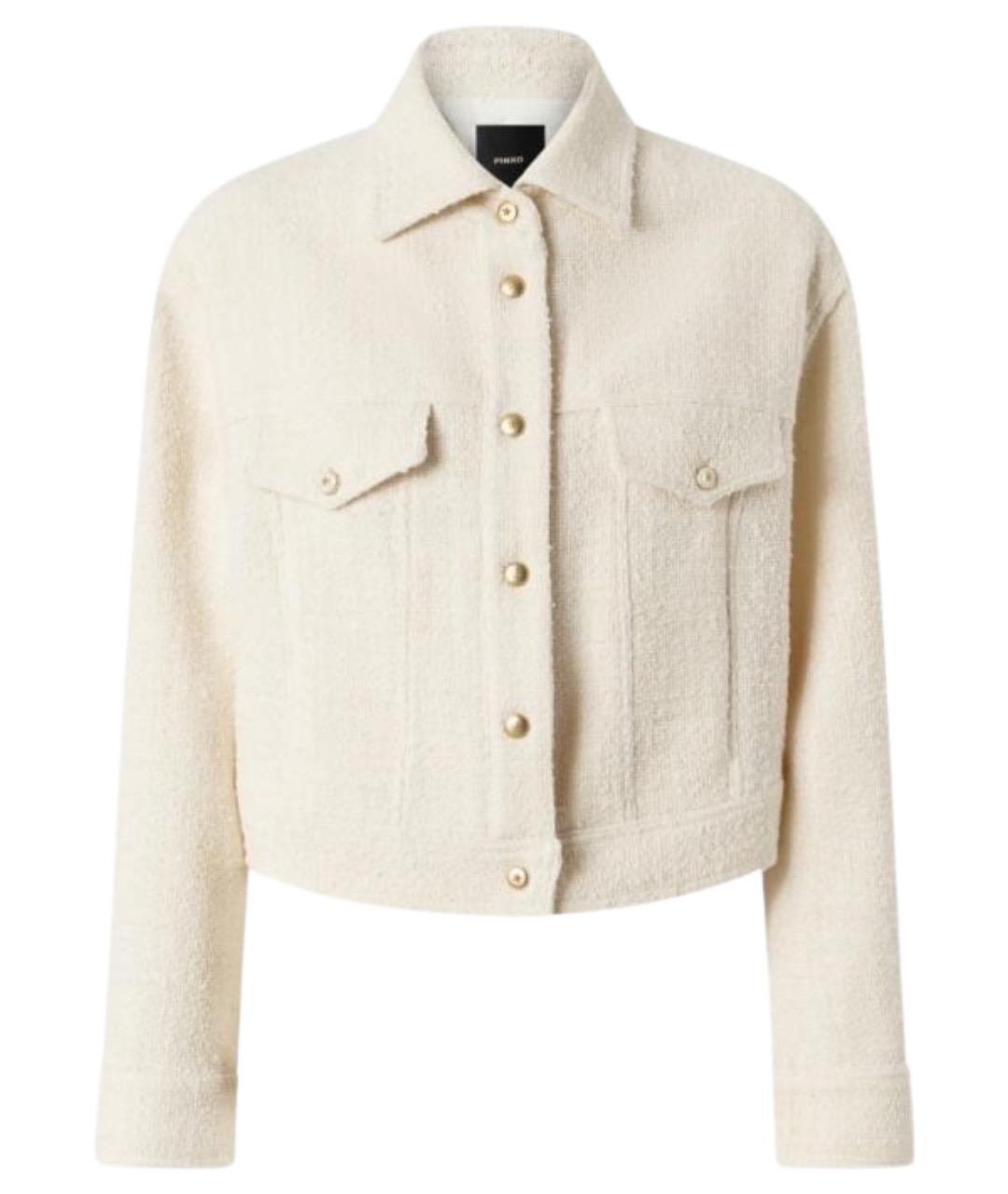 PINKO Бежевый твидовый жакет/пиджак, фото 1