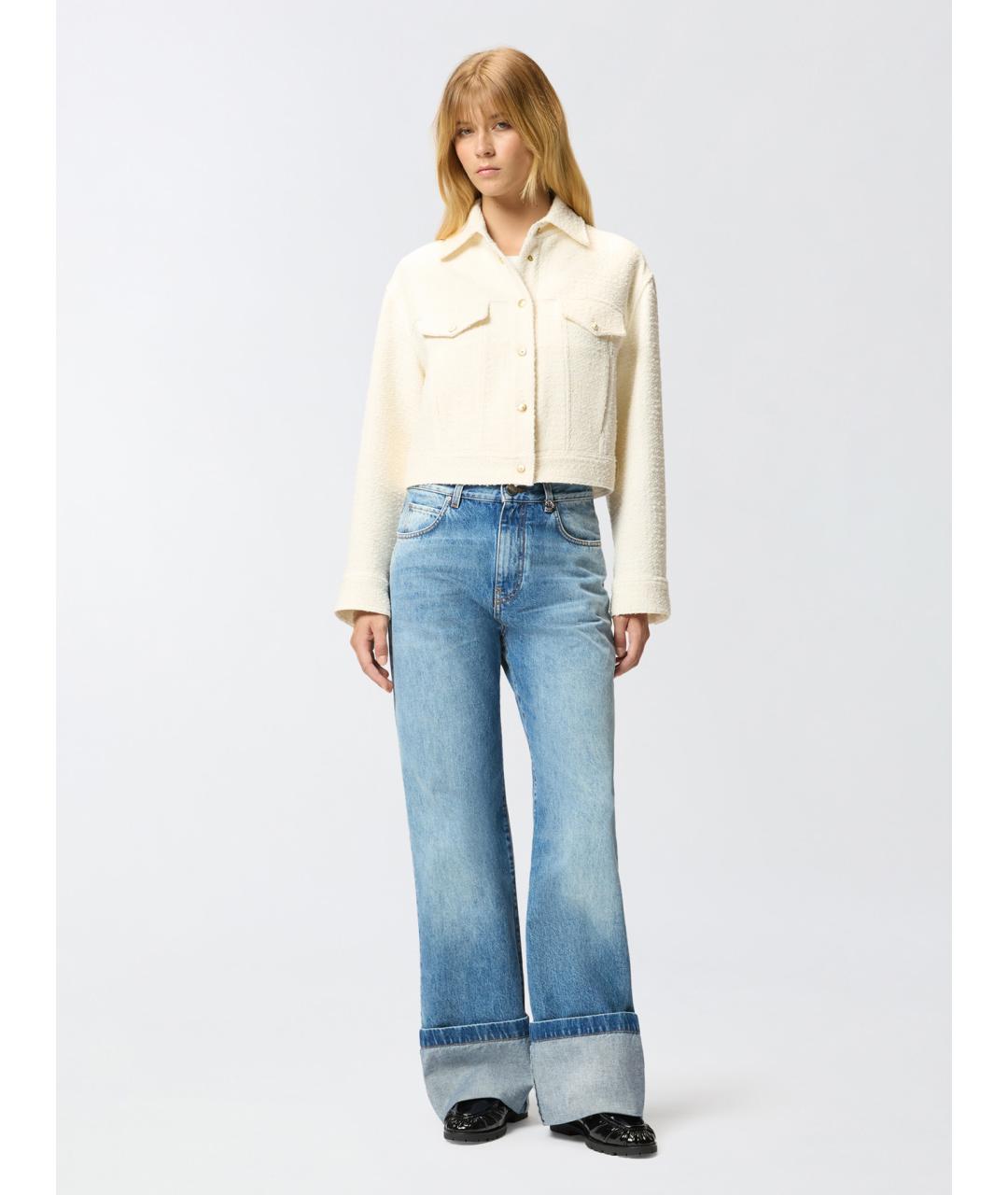 PINKO Бежевый твидовый жакет/пиджак, фото 2