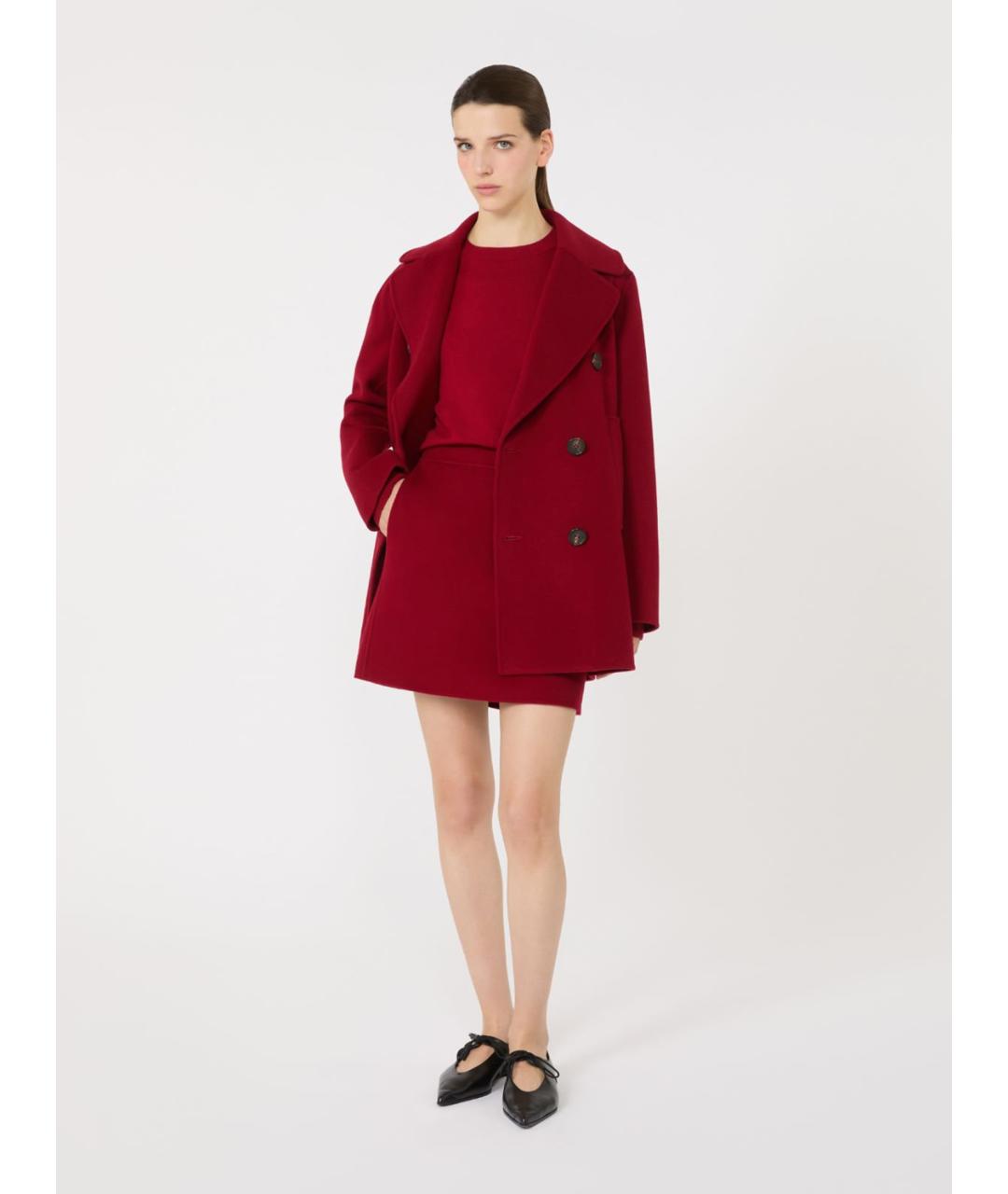 'S MAX MARA Красная шерстяная юбка мини, фото 2