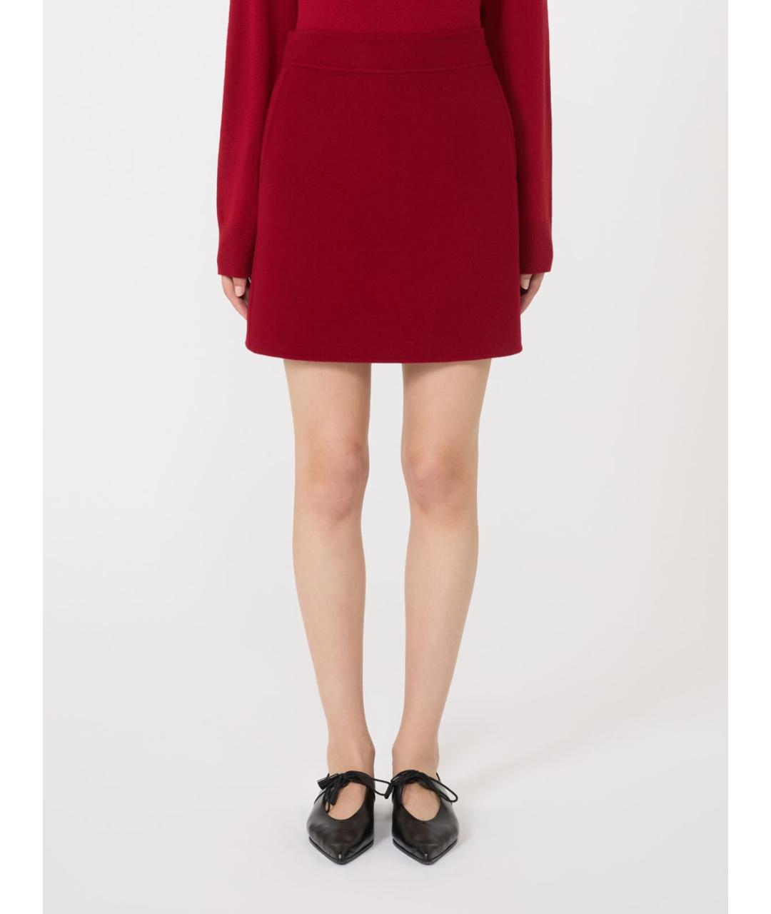 'S MAX MARA Красная шерстяная юбка мини, фото 4