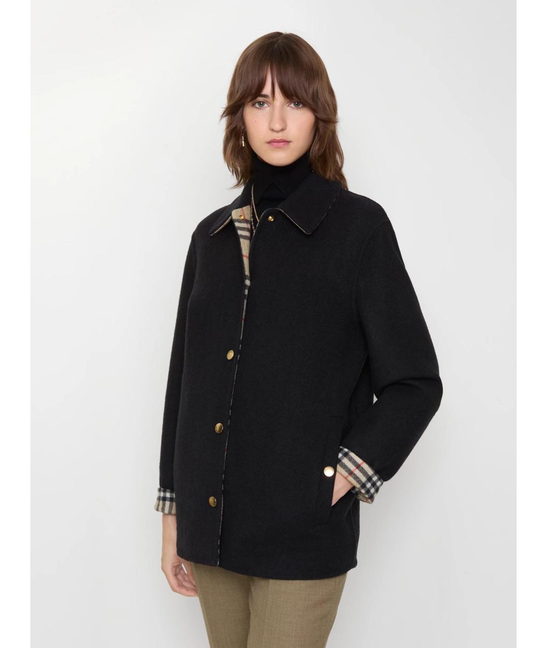 BURBERRY Черное шерстяное пальто, фото 3