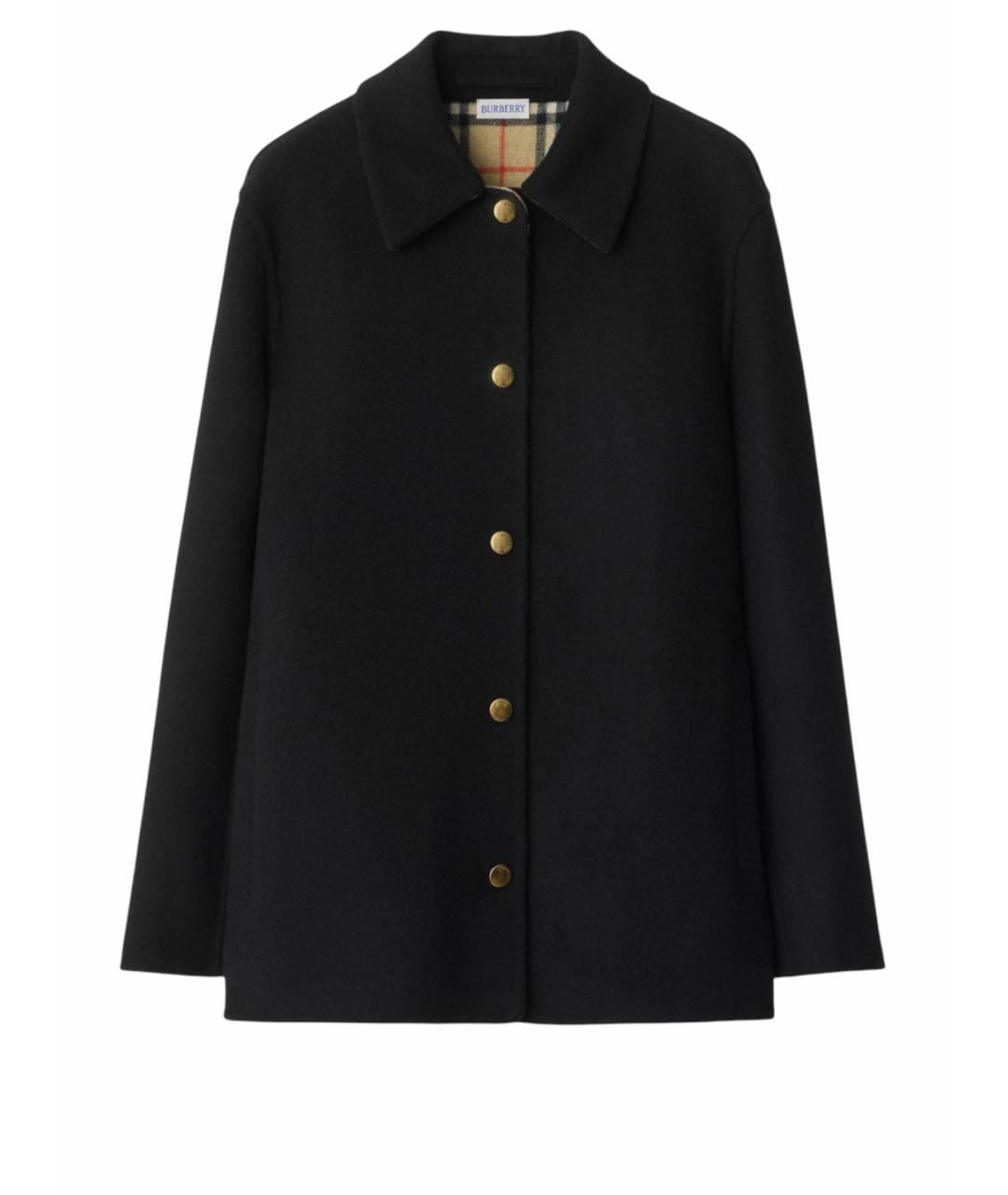 BURBERRY Черное шерстяное пальто, фото 1