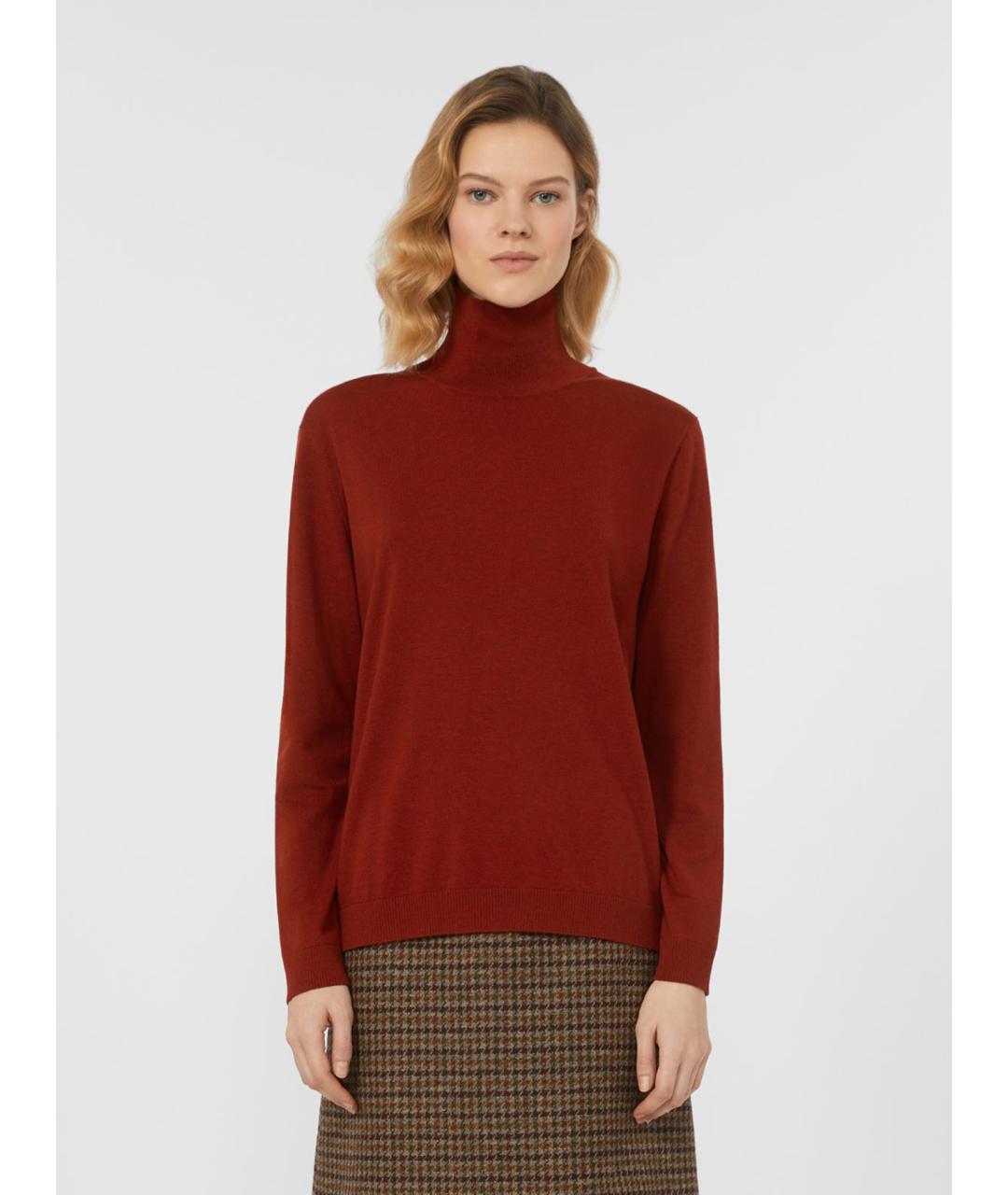 WEEKEND MAX MARA Красная шелковая водолазка, фото 4